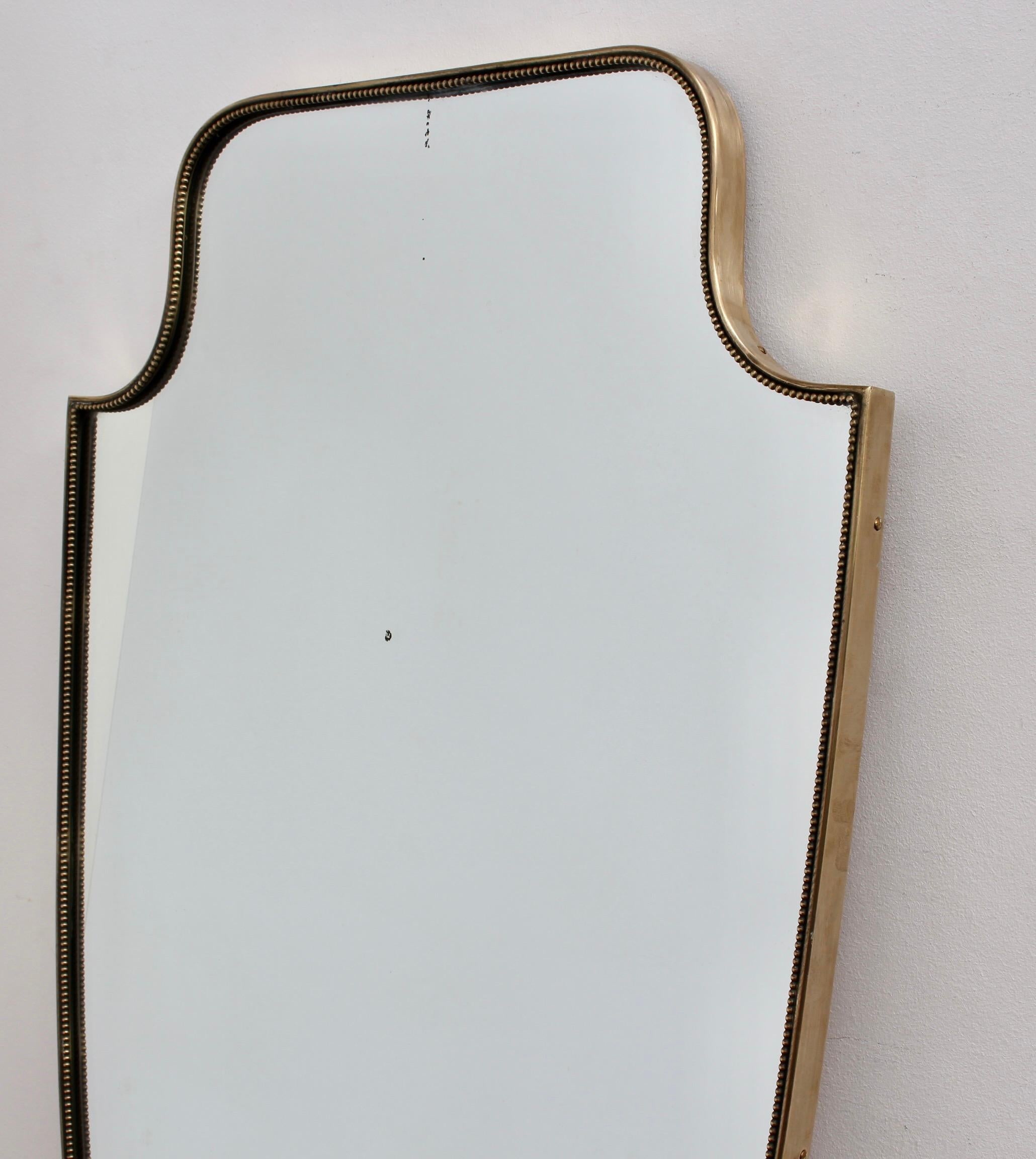 Vintage Italian Wall Mirror with Brass Frame and Beading 'circa 1950s' 3