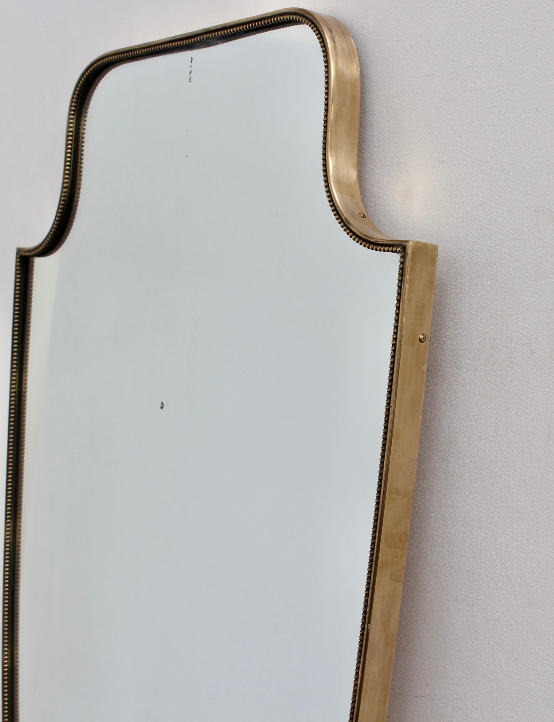 Vintage Italian Wall Mirror with Brass Frame and Beading 'circa 1950s' 4