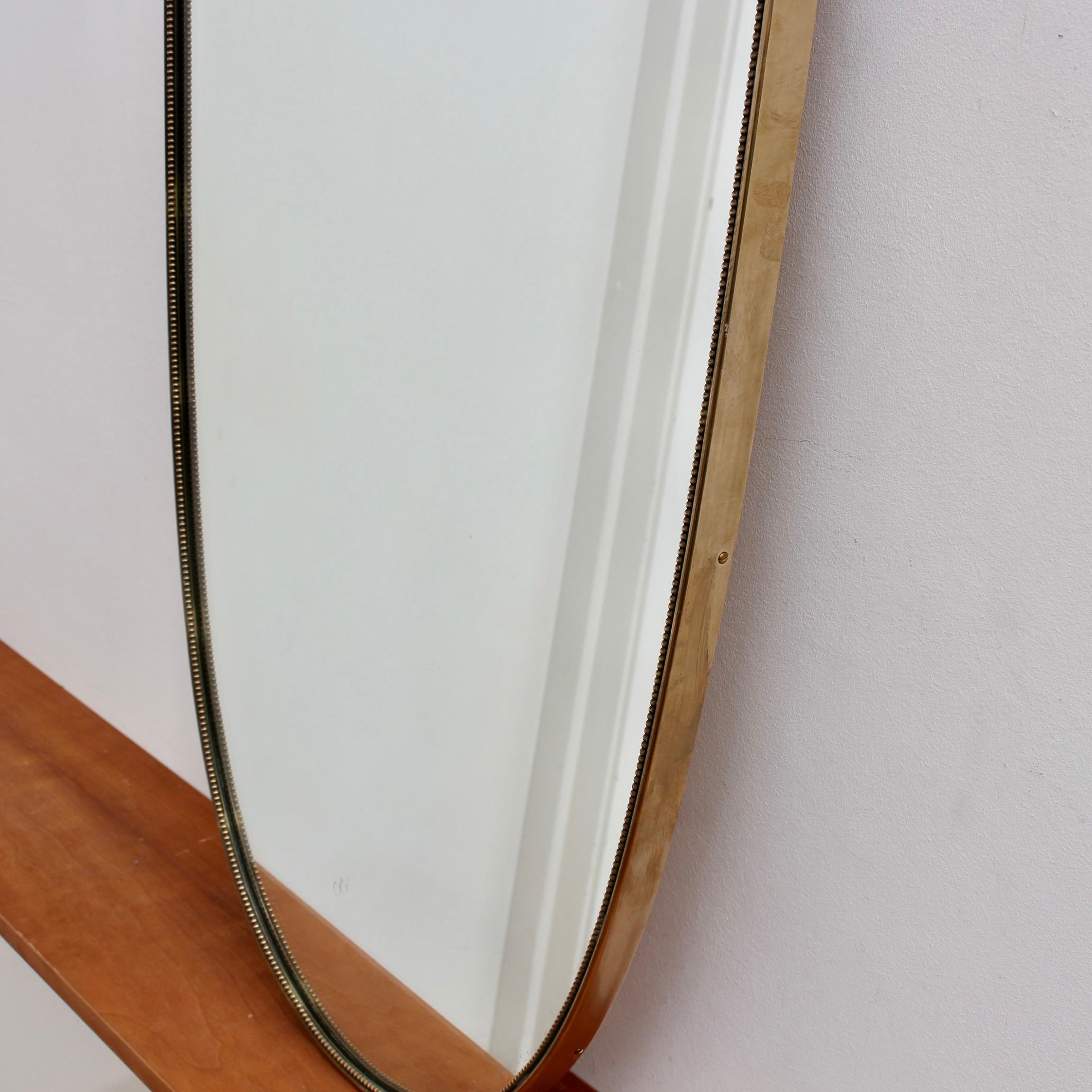 Vintage Italian Wall Mirror with Brass Frame and Beading 'circa 1950s' 5