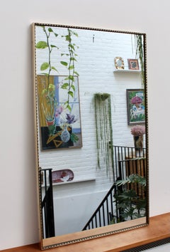 Vintage Italian Wall Mirror with Brass Frame and Beading 'circa 1950s'