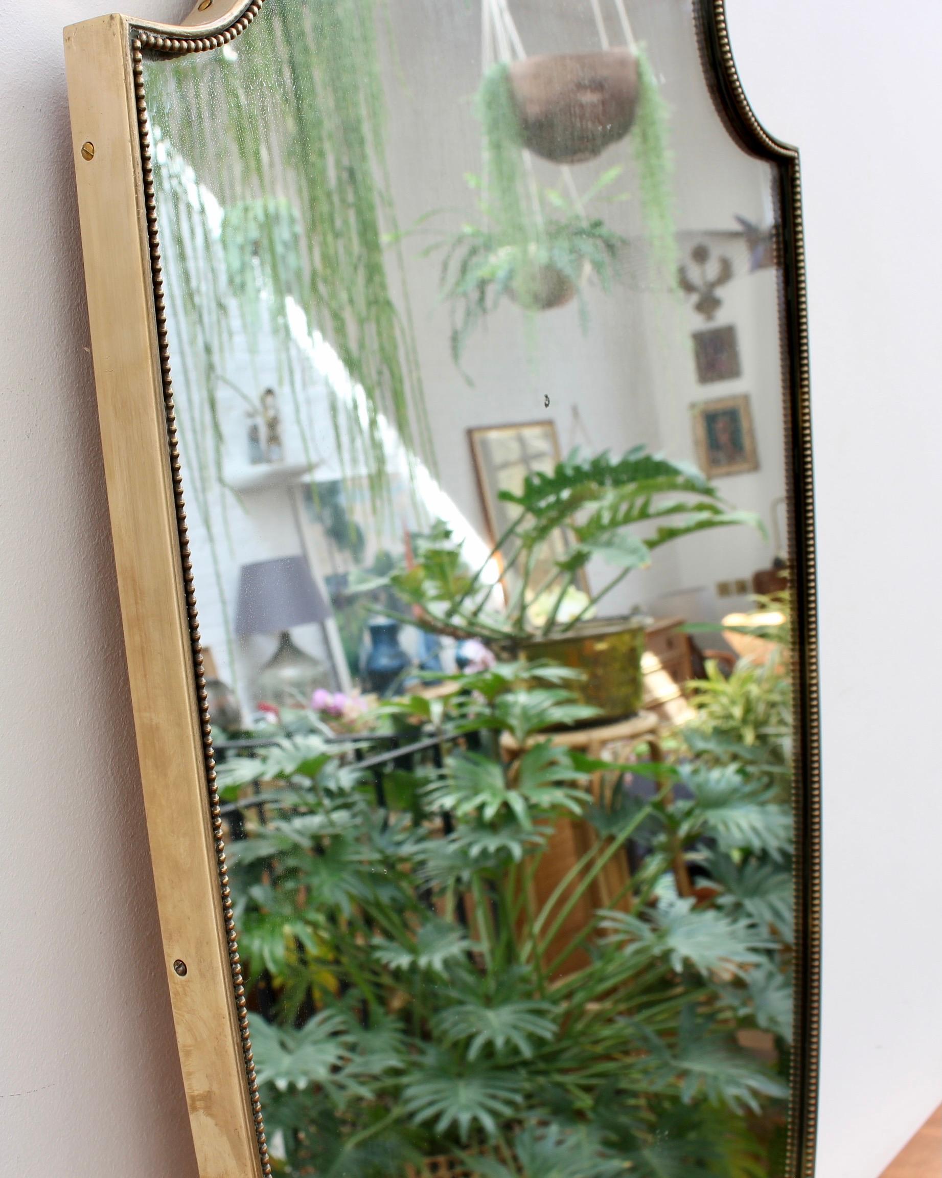Vintage Italian Wall Mirror with Brass Frame and Beading 'circa 1950s' In Good Condition In London, GB