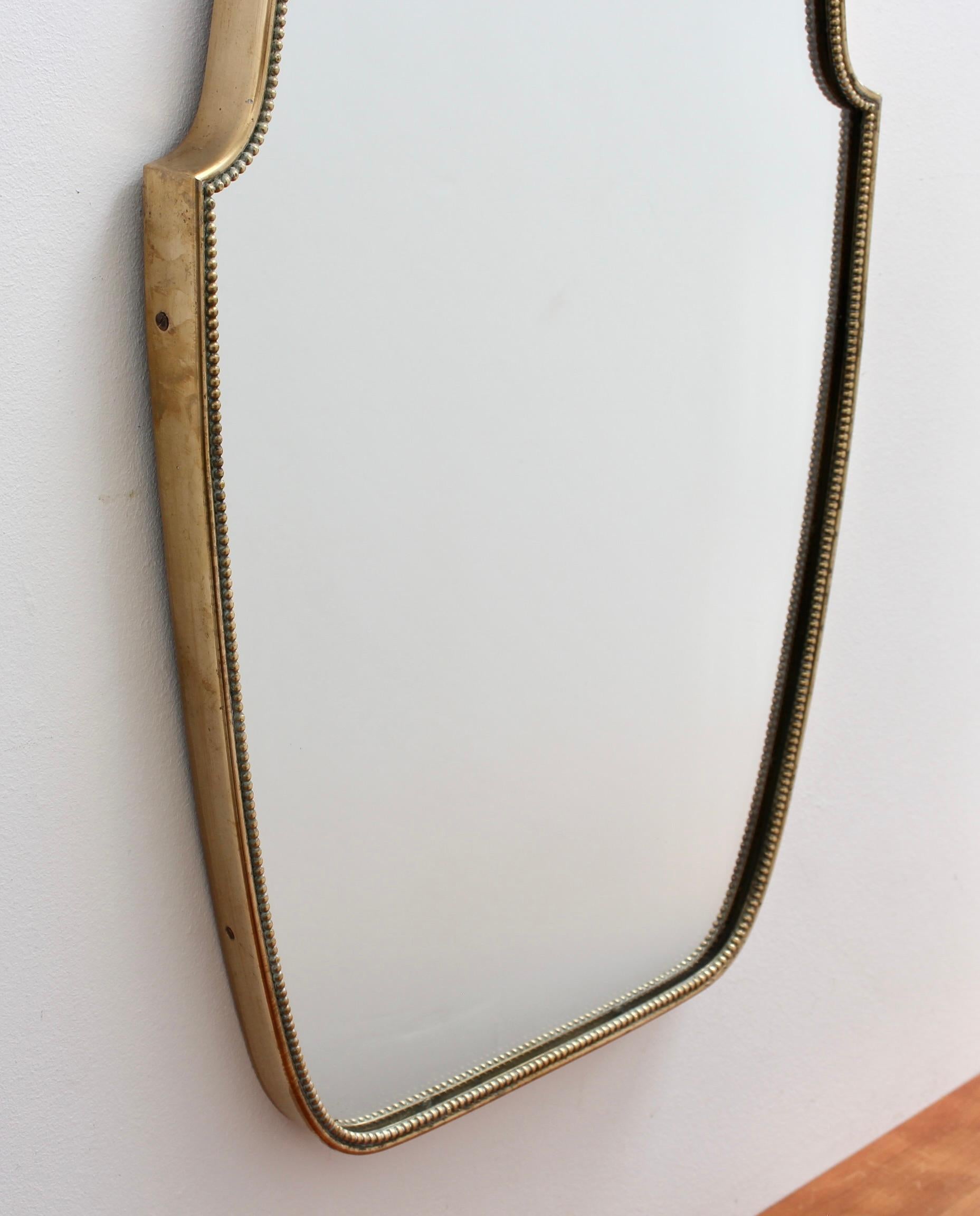 Vintage Italian Wall Mirror with Brass Frame and Beading, 'circa 1950s' 1