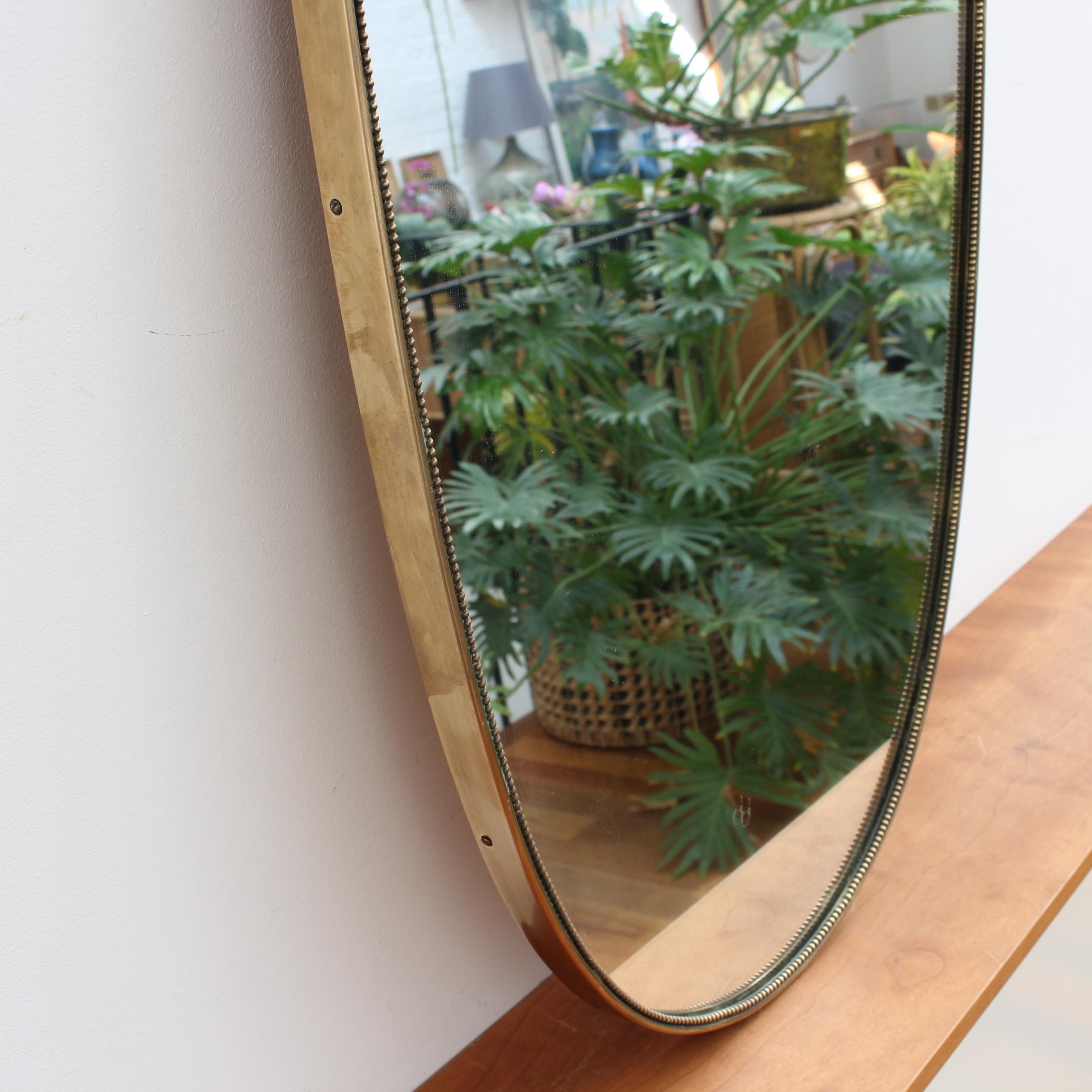 Vintage Italian Wall Mirror with Brass Frame and Beading 'circa 1950s' 1