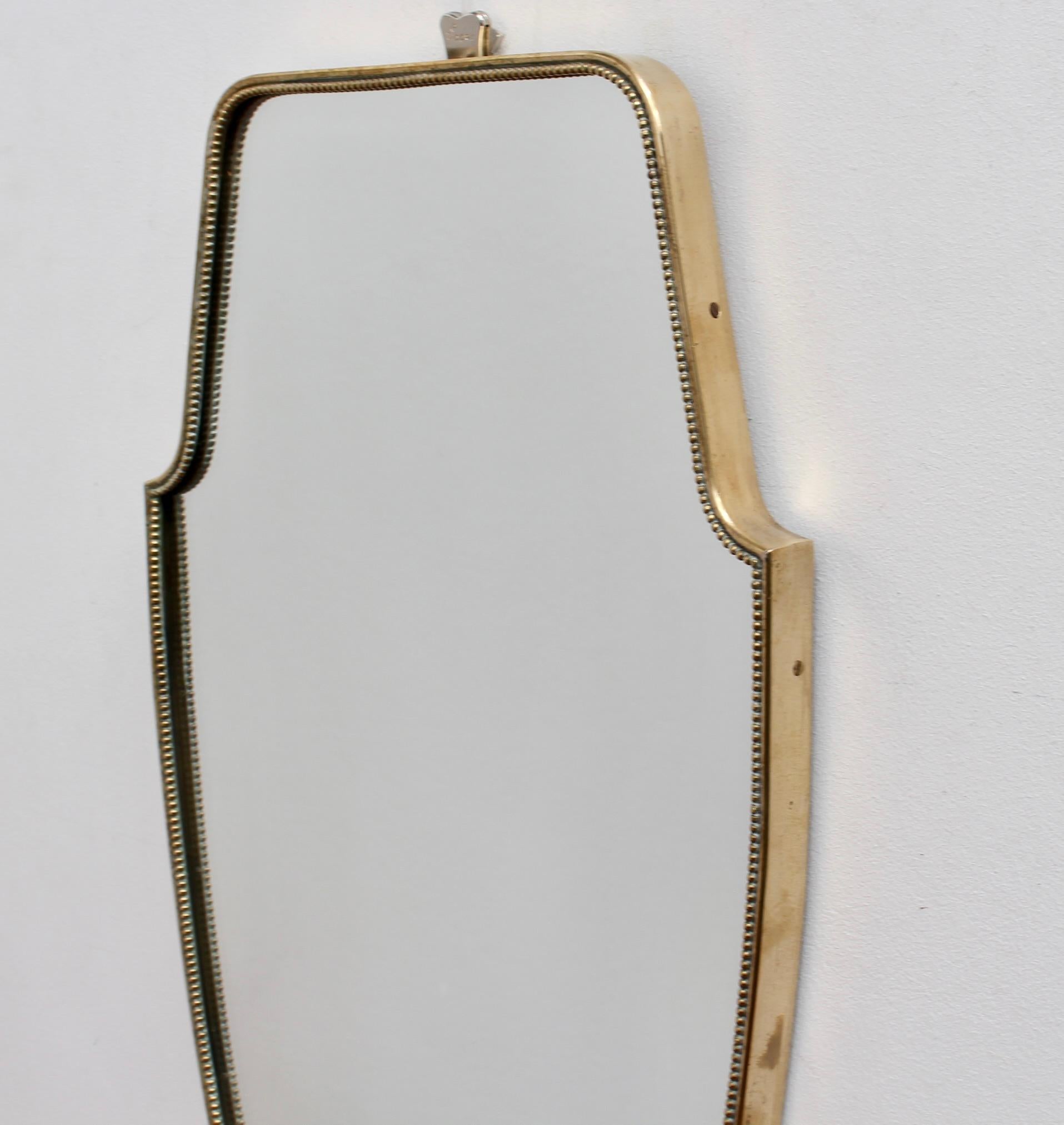 Vintage Italian Wall Mirror with Brass Frame and Beading, 'circa 1950s' 2