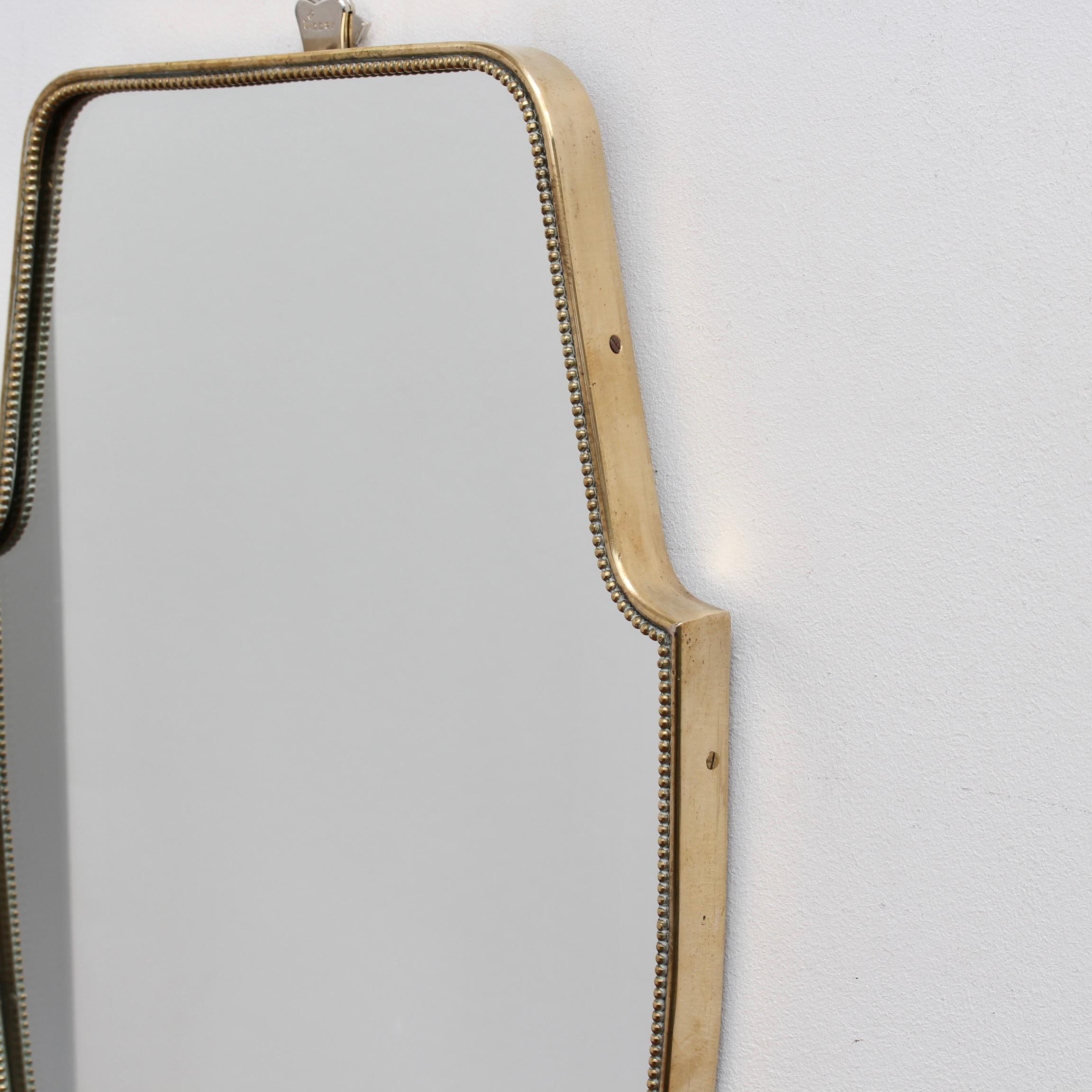 Vintage Italian Wall Mirror with Brass Frame and Beading, 'circa 1950s' 3