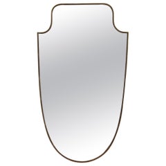 Vintage Italian Wall Mirror with Brass Frame and Beading 
circa 1950s
