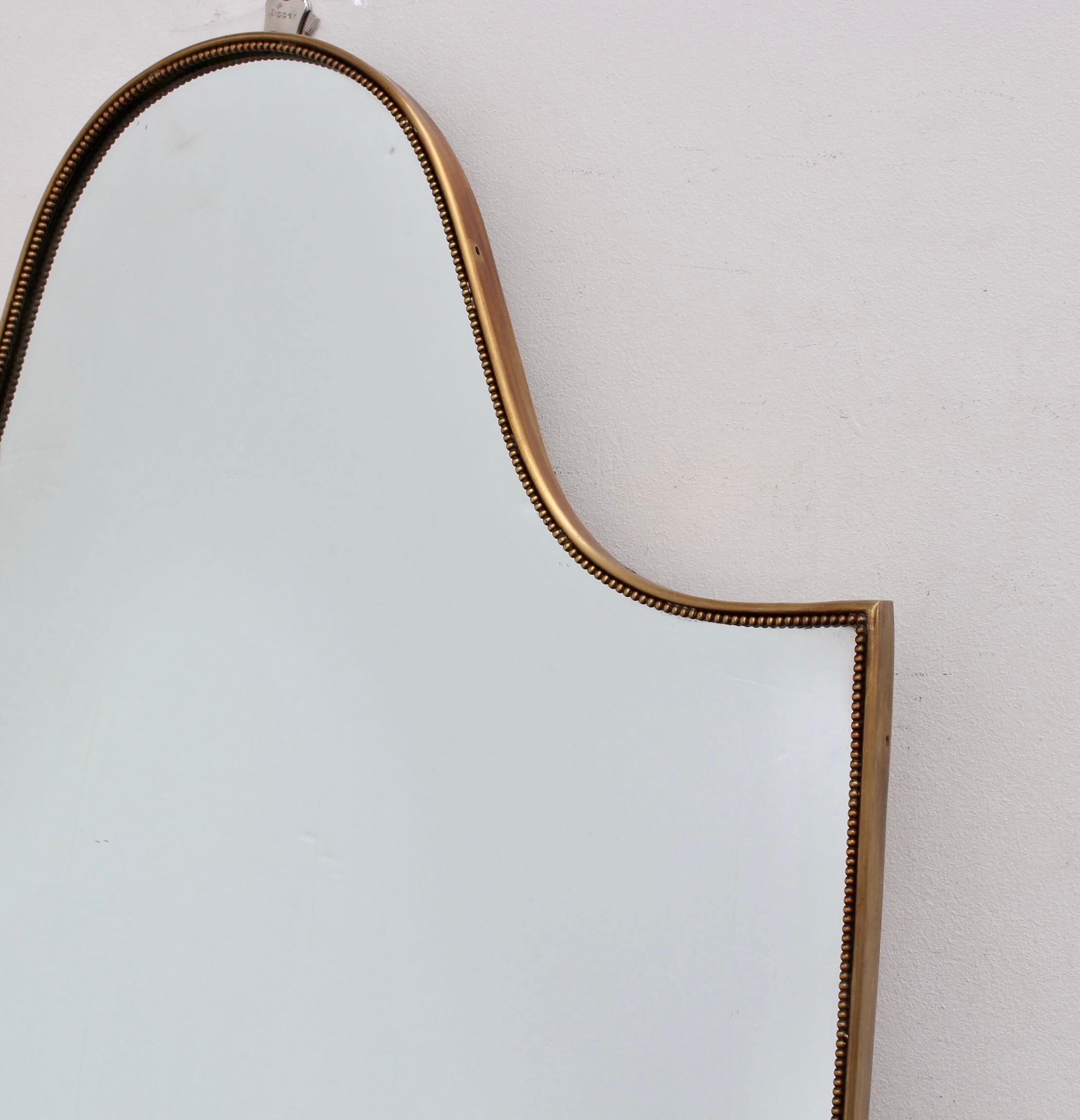 Vintage Italian Wall Mirror with Brass Frame and Beading 'circa 1950s', Large 4