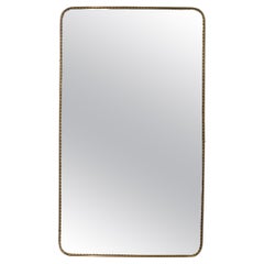 Miroir mural italien vintage avec cadre en laiton et perles (circa 1960)