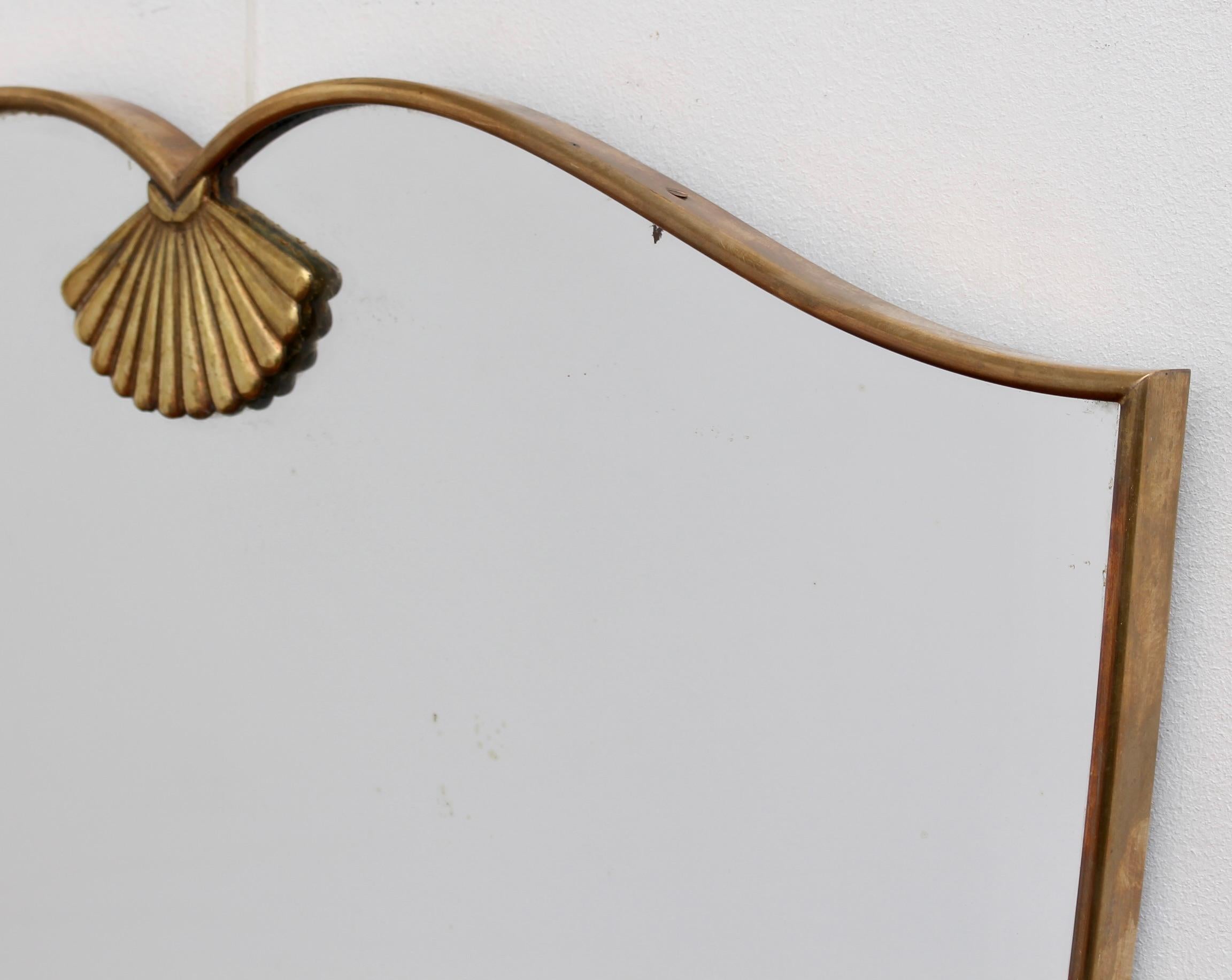 Vintage Italian Wall Mirror with Brass Frame and Decoration (circa 1950s) 9