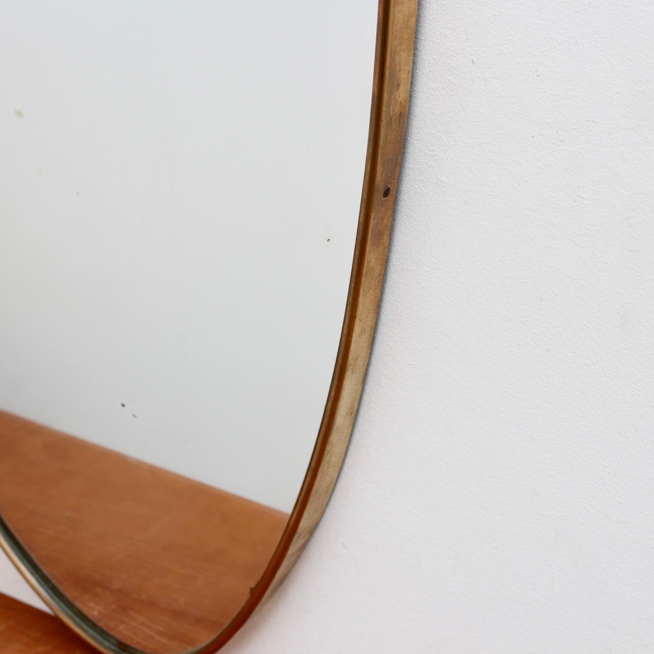 Vintage Italian Wall Mirror with Brass Frame and Decoration (circa 1950s) 12