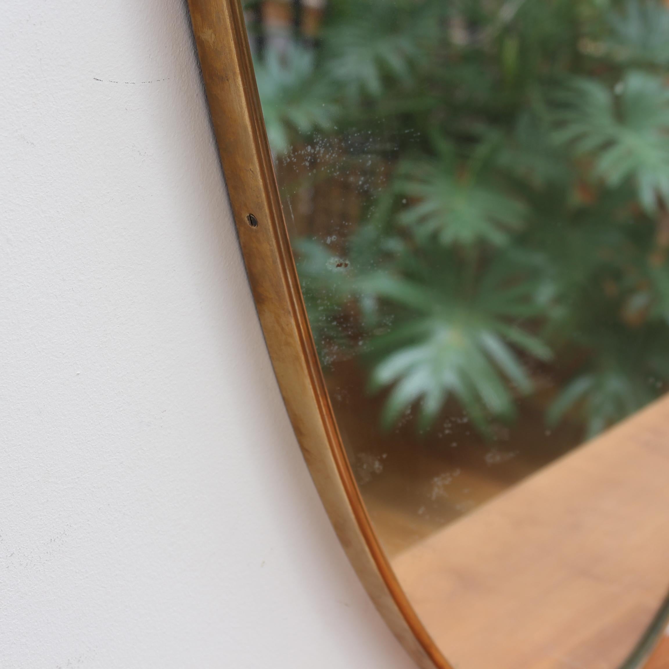 Vintage Italian Wall Mirror with Brass Frame and Decoration (circa 1950s) 3