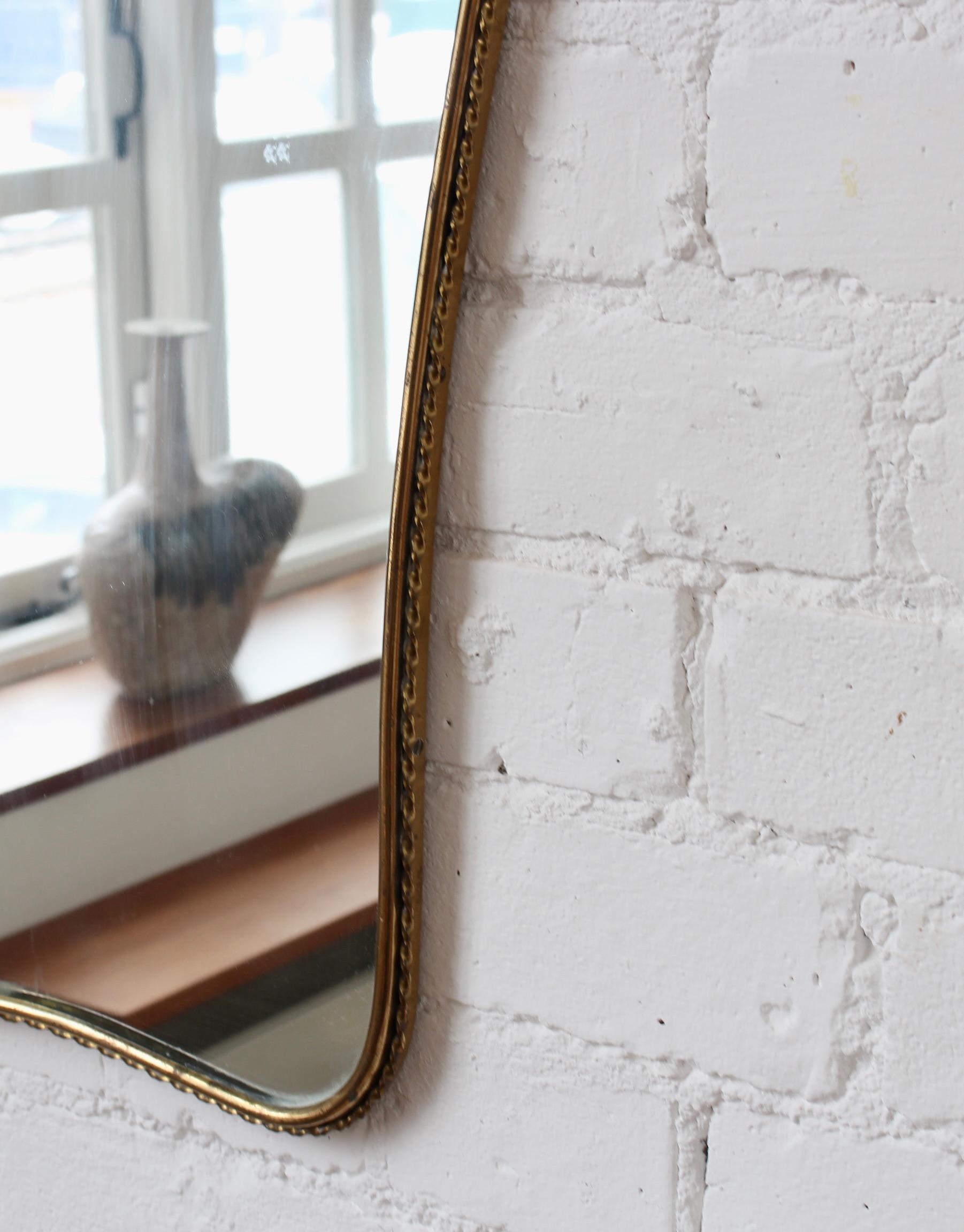 Vintage Italian Wall Mirror with Brass Frame and Flourish 'circa 1960s' 5