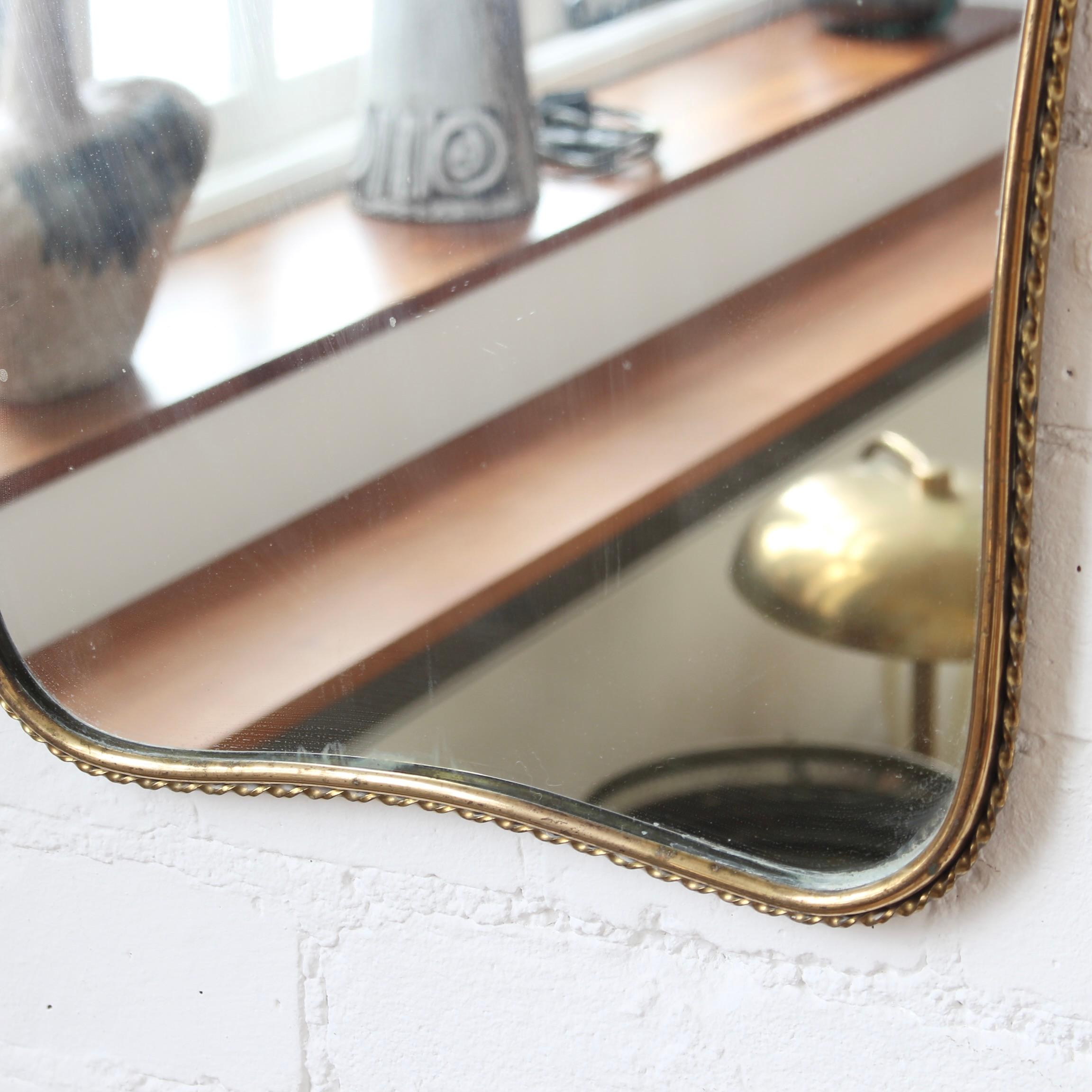 Vintage Italian Wall Mirror with Brass Frame and Flourish 'circa 1960s' 6