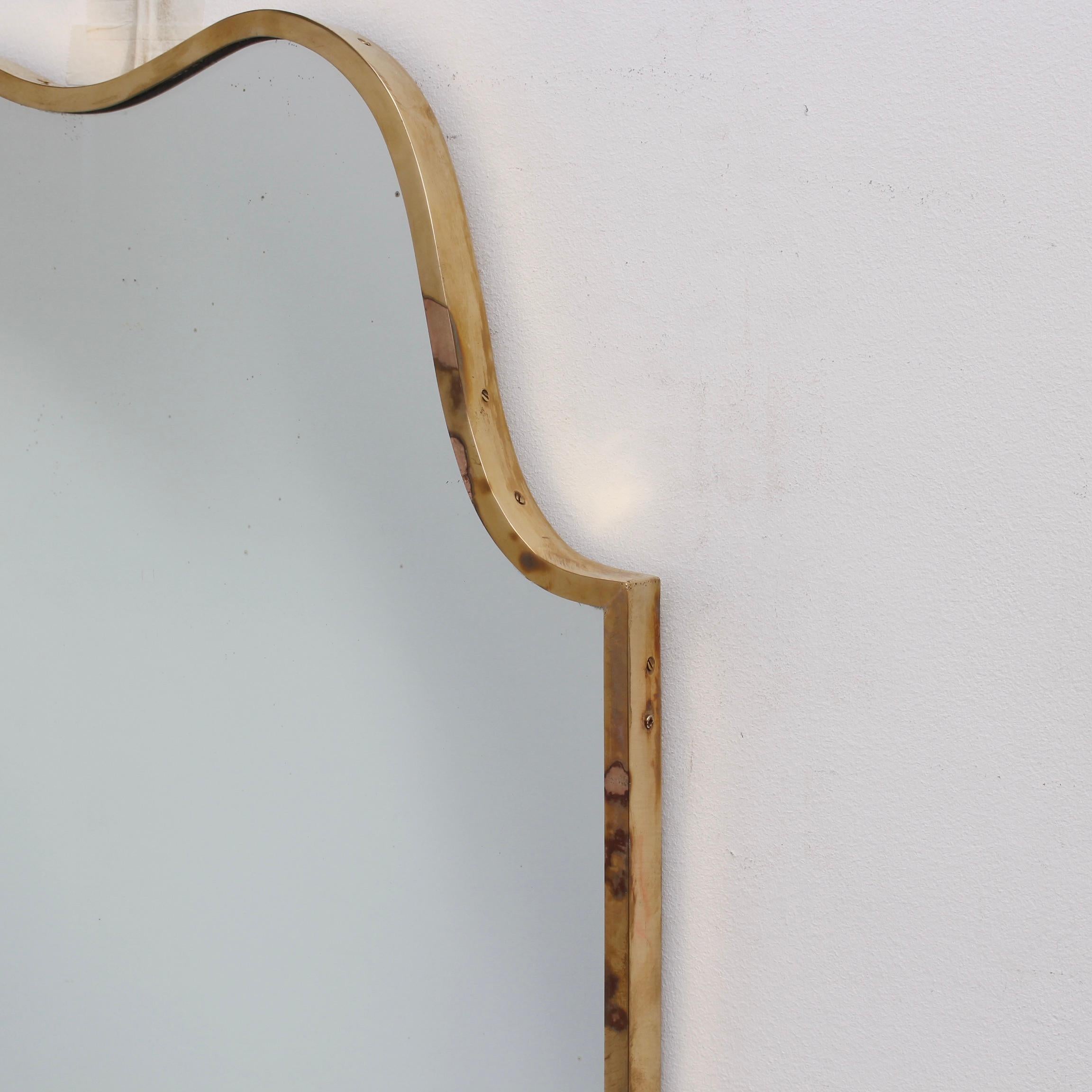 Vintage Italian Wall Mirror with Brass Frame, circa 1950s 3