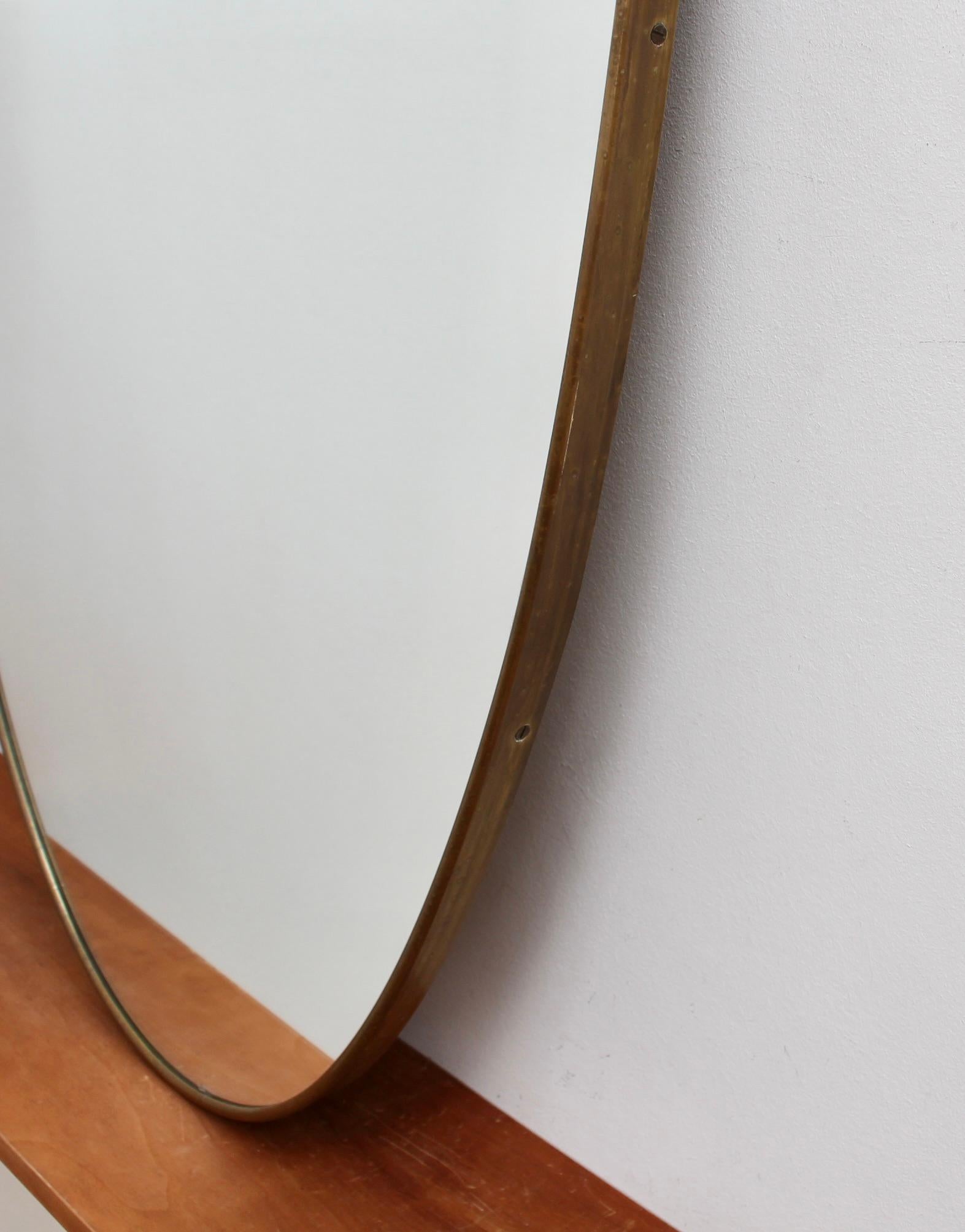 Vintage Italian Wall Mirror with Brass Frame (circa 1950s) For Sale 6
