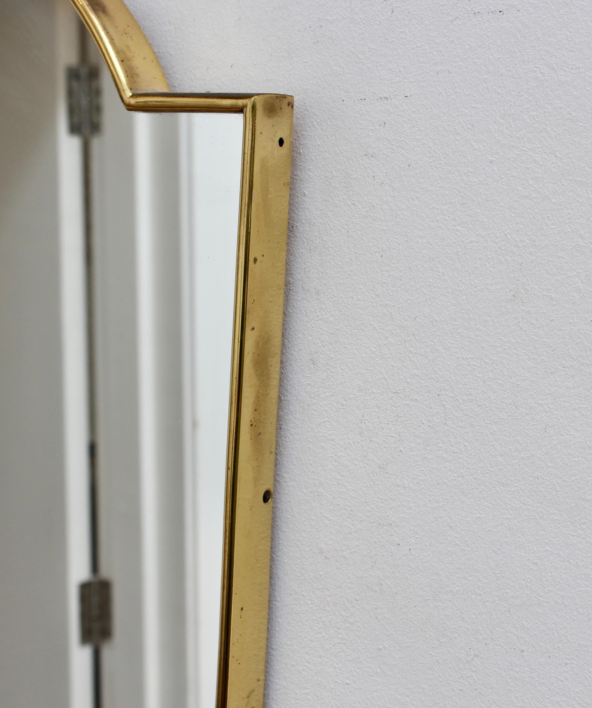 Vintage Italian Wall Mirror with Brass Frame (circa 1950s) For Sale 8
