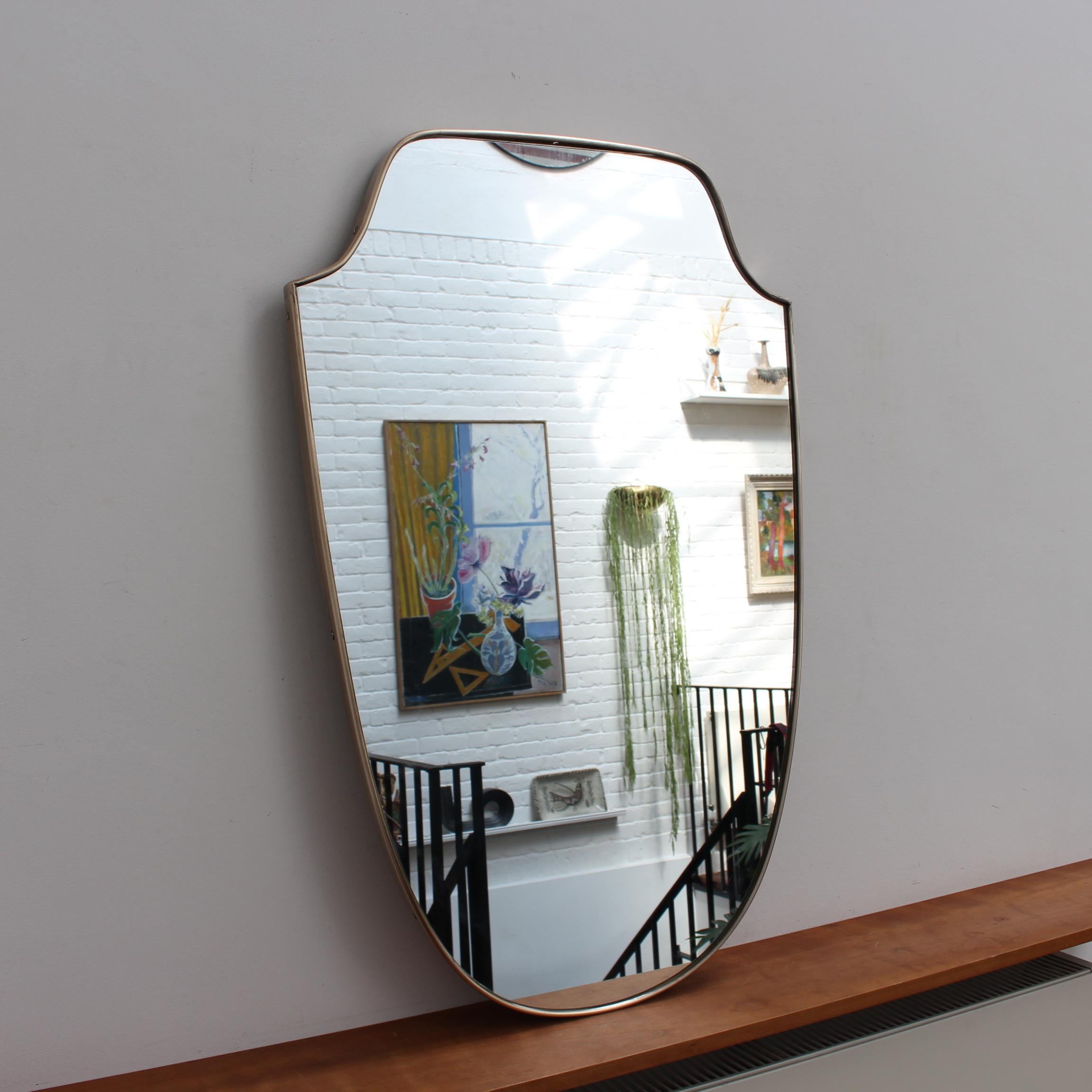 Mid-Century Modern Vintage Italian Wall Mirror with Brass Frame, 'circa 1950s'