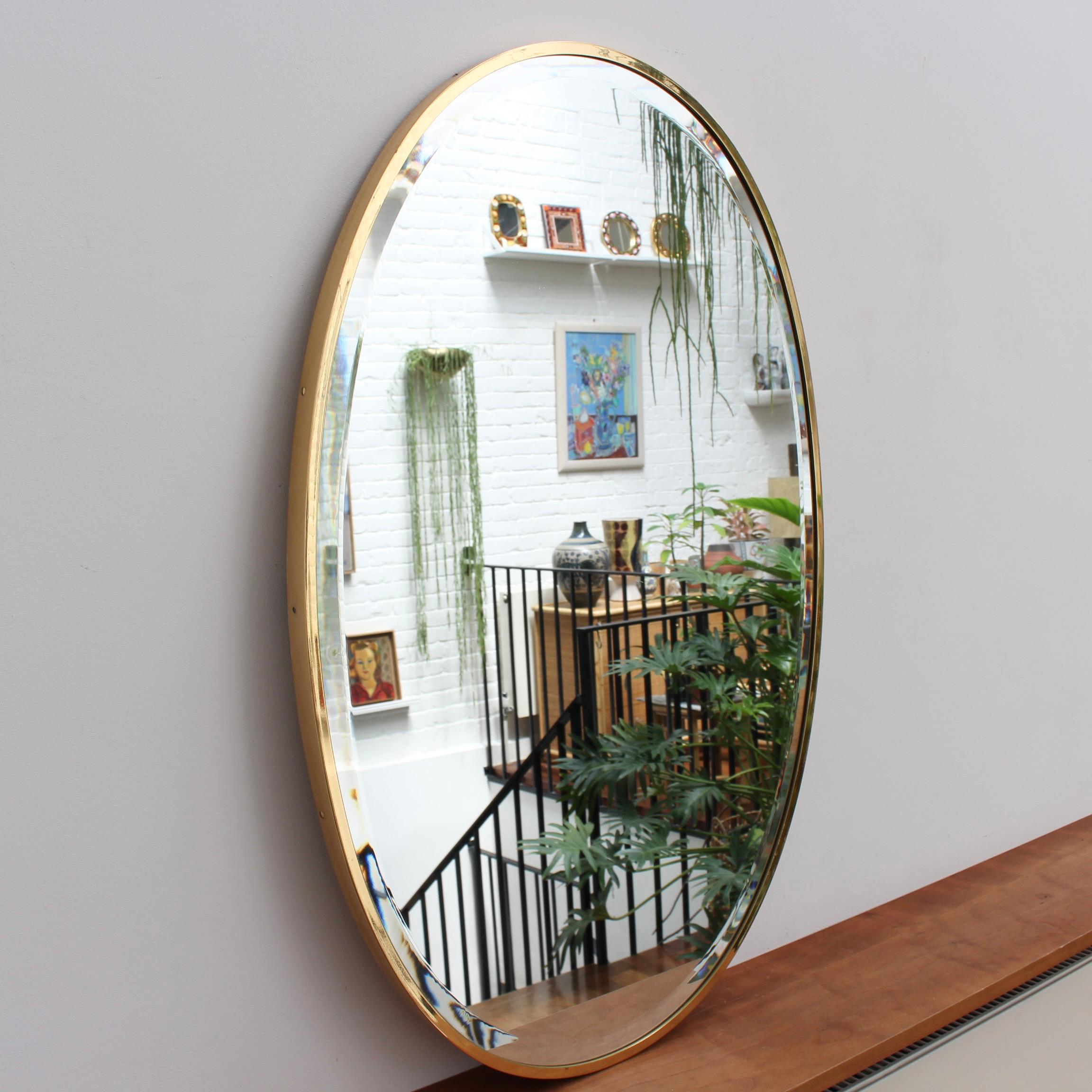 Vintage Italian Wall Mirror with Brass Frame, circa 1950s In Good Condition In London, GB