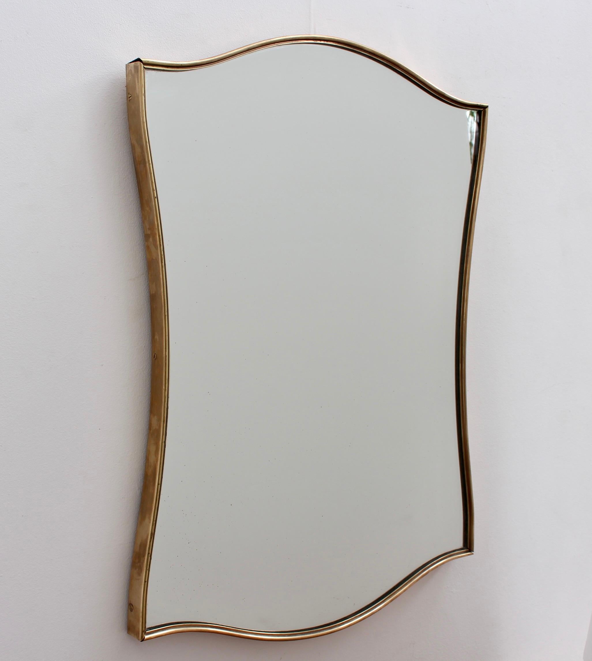 Vintage Italian Wall Mirror with Brass Frame 'circa 1950s' In Good Condition In London, GB