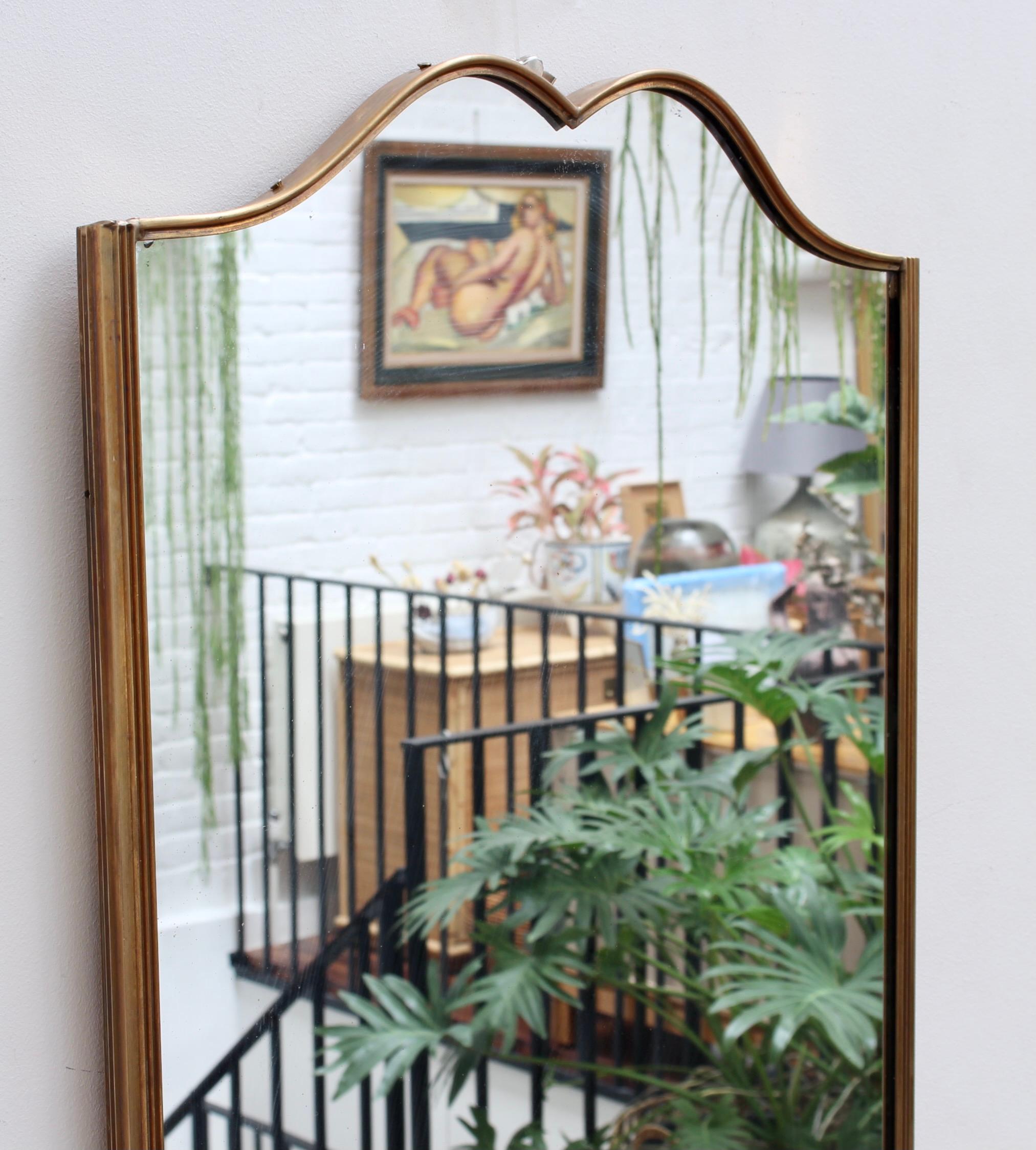 Vintage Italian Wall Mirror with Brass Frame 'circa 1950s' In Good Condition In London, GB