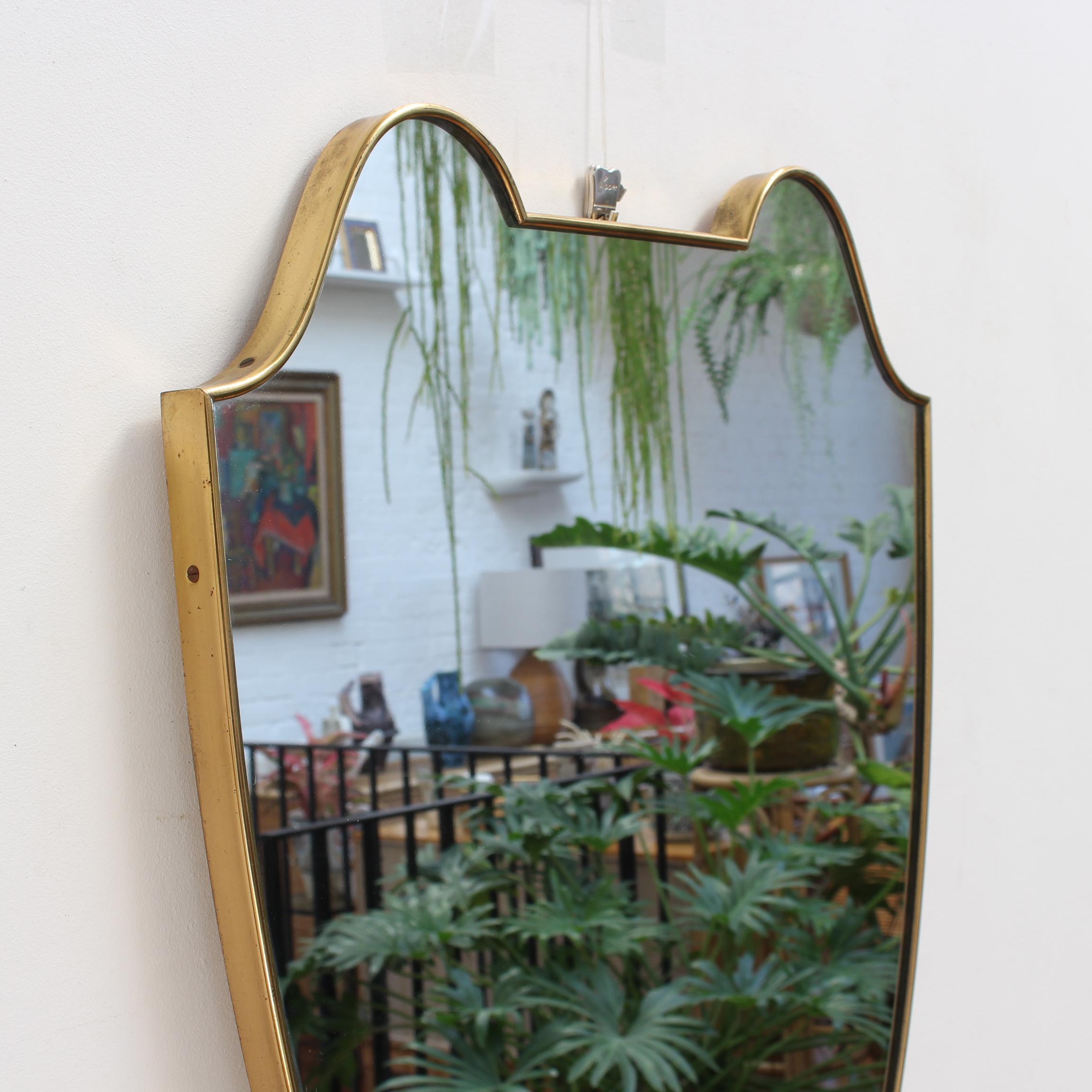 Vintage Italian Wall Mirror with Brass Frame, 'circa 1950s' In Good Condition In London, GB