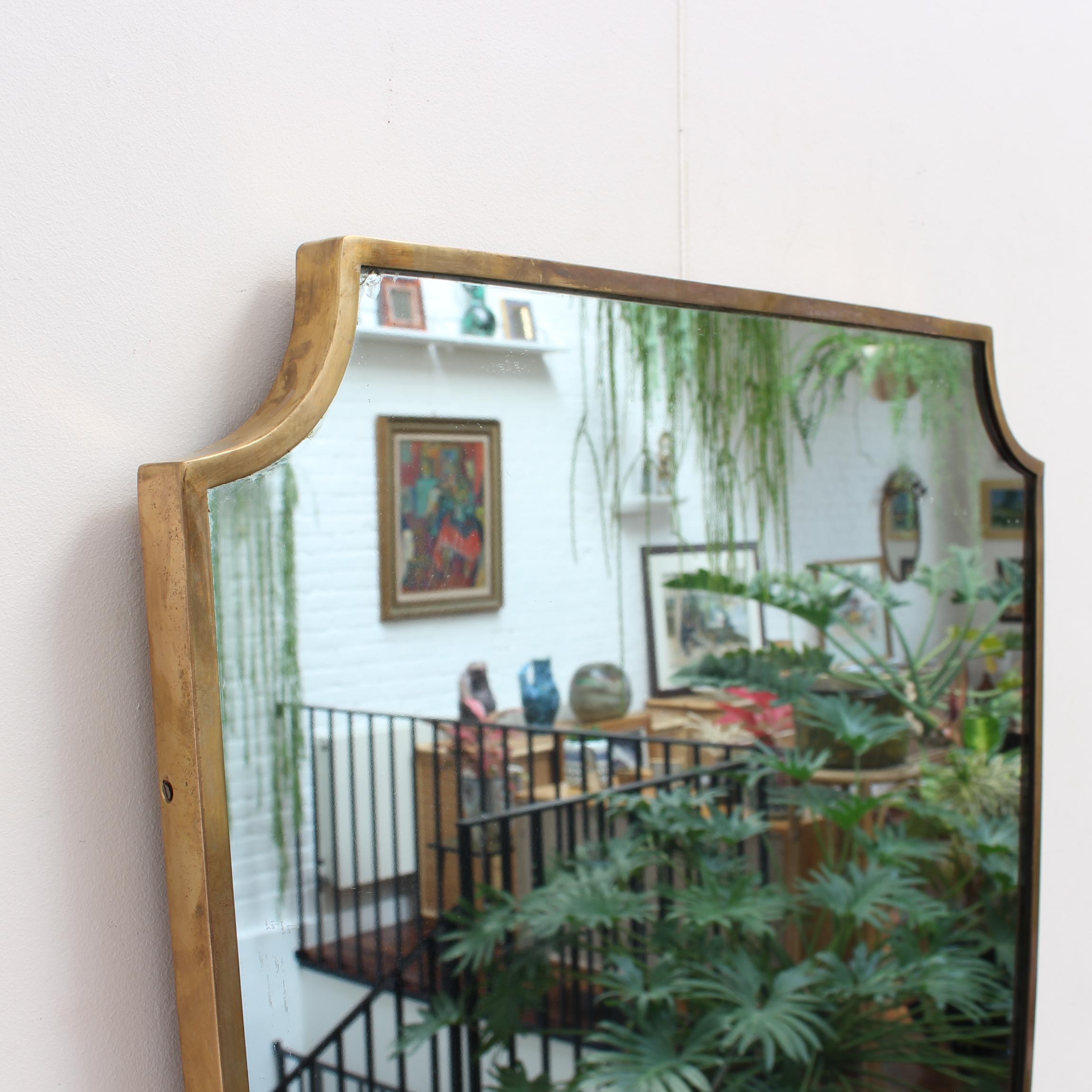 French Vintage Italian Wall Mirror with Brass Frame, 'circa 1950s'