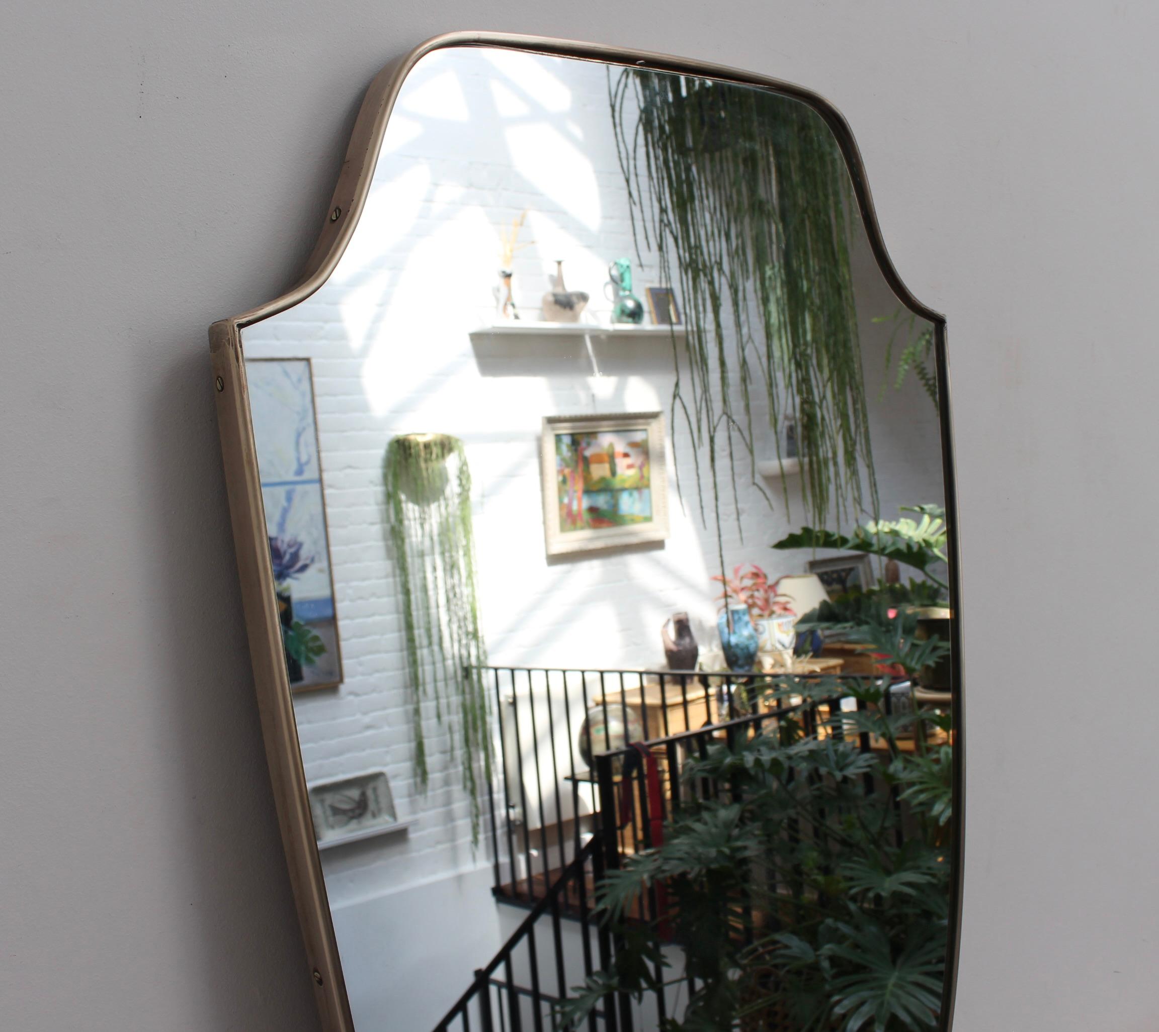 Vintage Italian Wall Mirror with Brass Frame, 'circa 1950s' In Fair Condition In London, GB