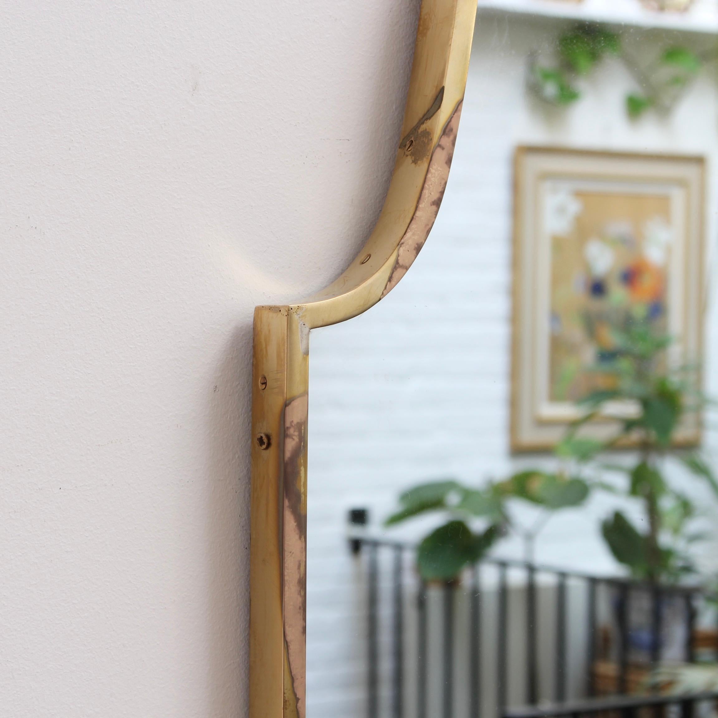 Mid-Century Modern Vintage Italian Wall Mirror with Brass Frame, circa 1950s