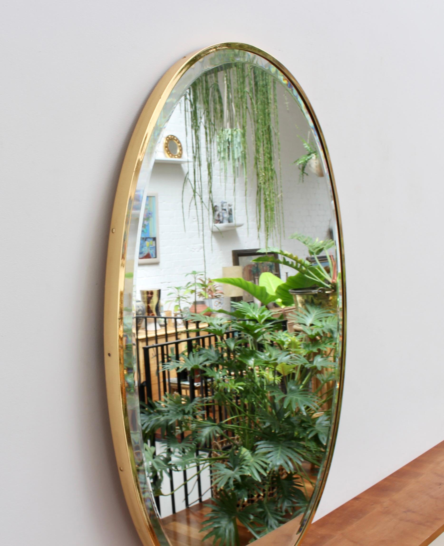 Mid-20th Century Vintage Italian Wall Mirror with Brass Frame, circa 1950s