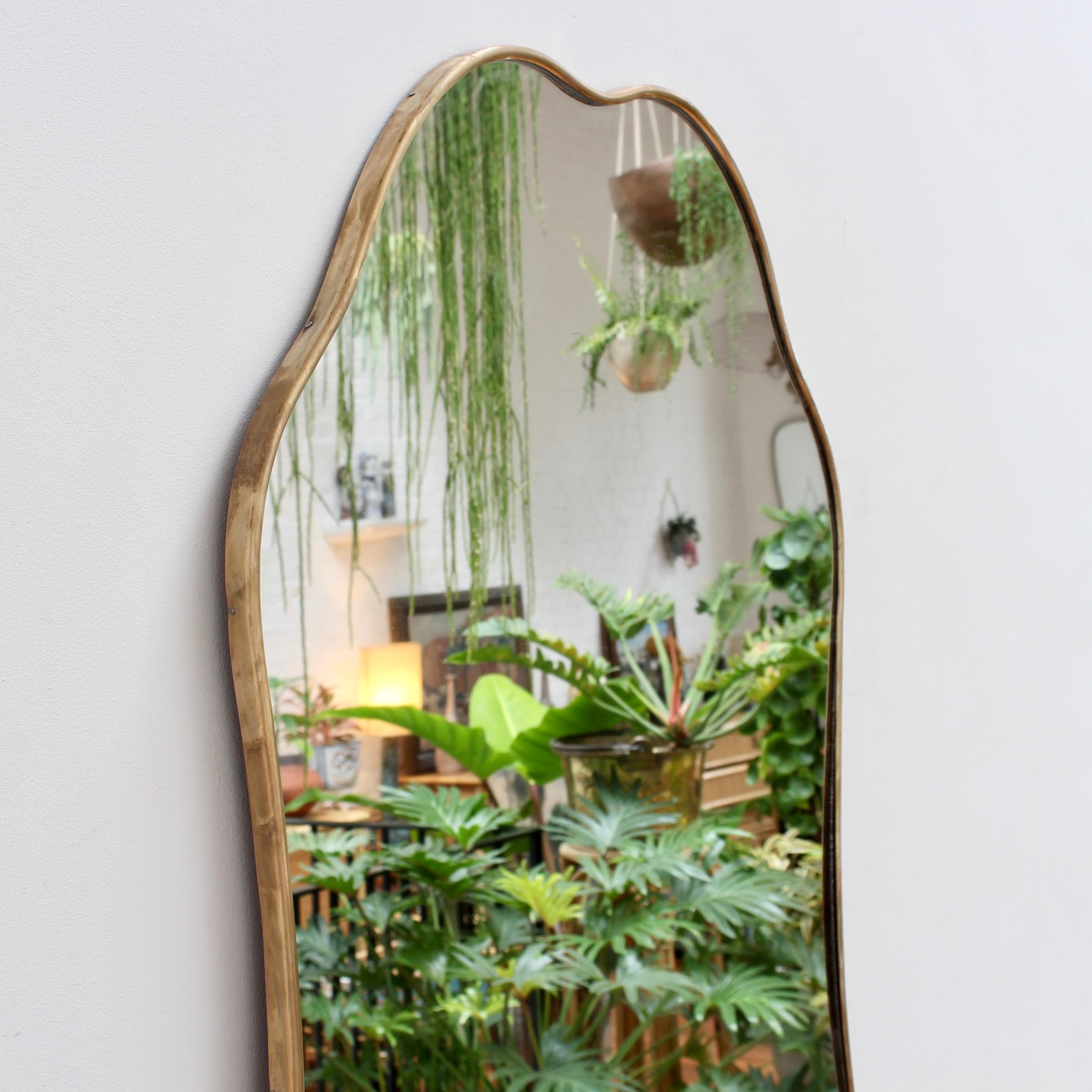 Mid-20th Century Vintage Italian Wall Mirror with Brass Frame 'circa 1950s'