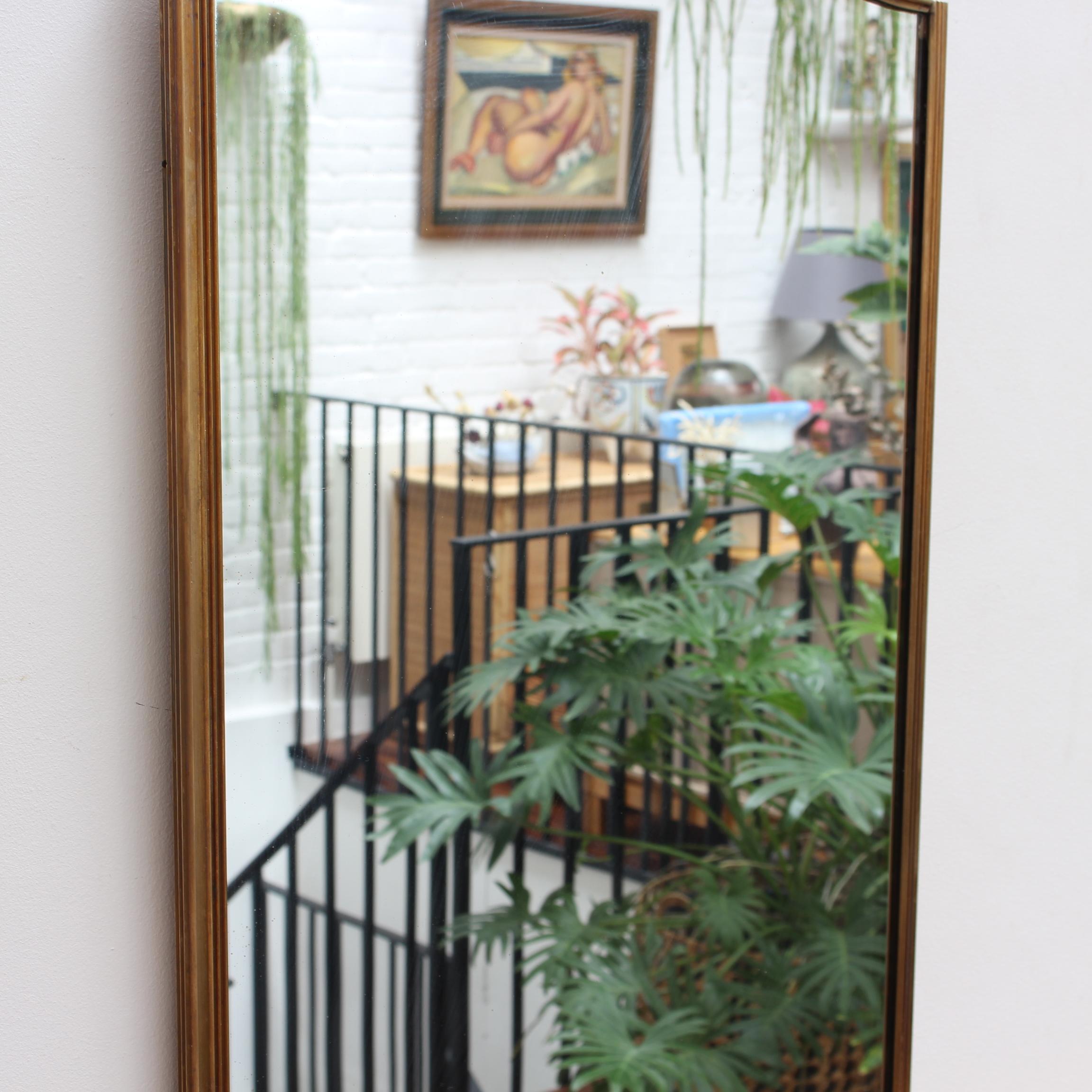 Mid-20th Century Vintage Italian Wall Mirror with Brass Frame 'circa 1950s'