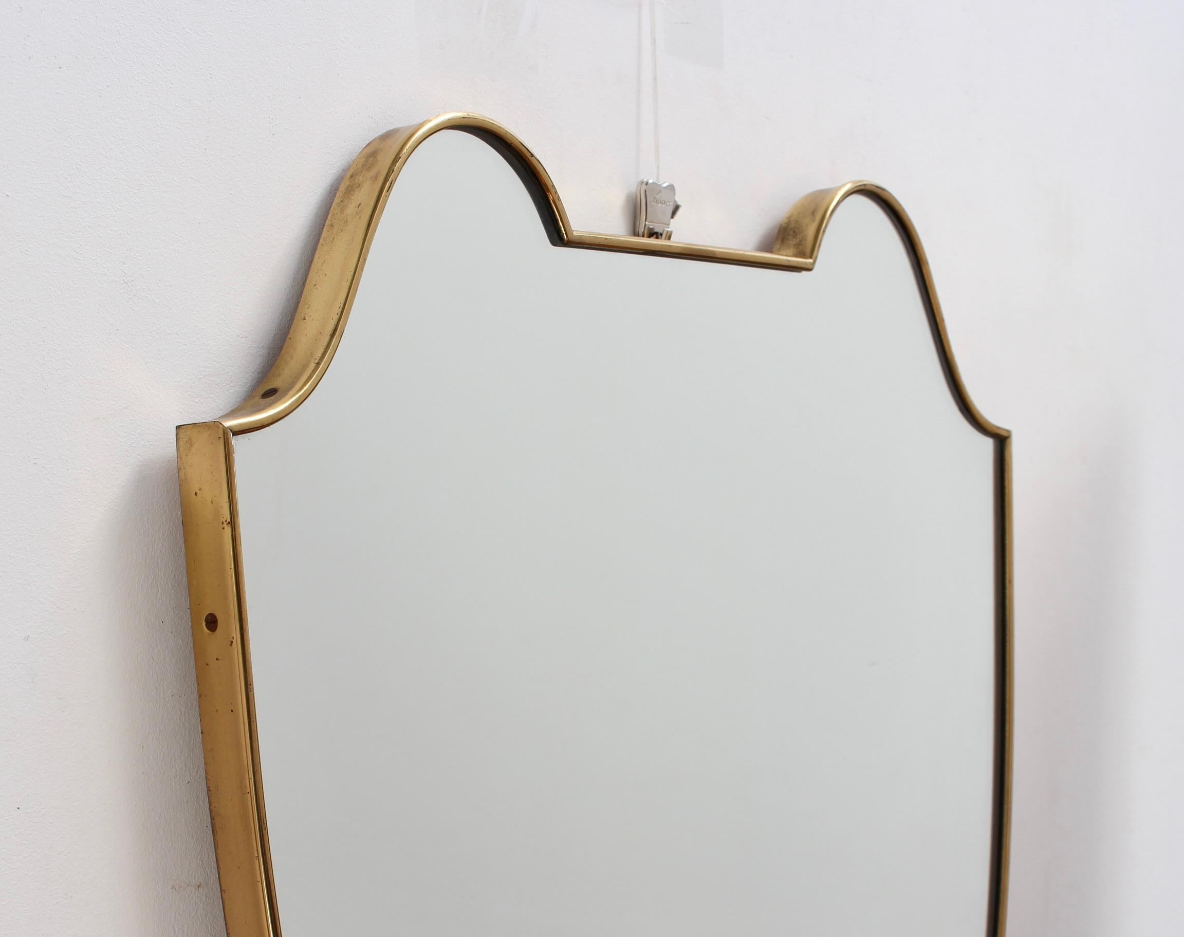 Mid-20th Century Vintage Italian Wall Mirror with Brass Frame, 'circa 1950s'