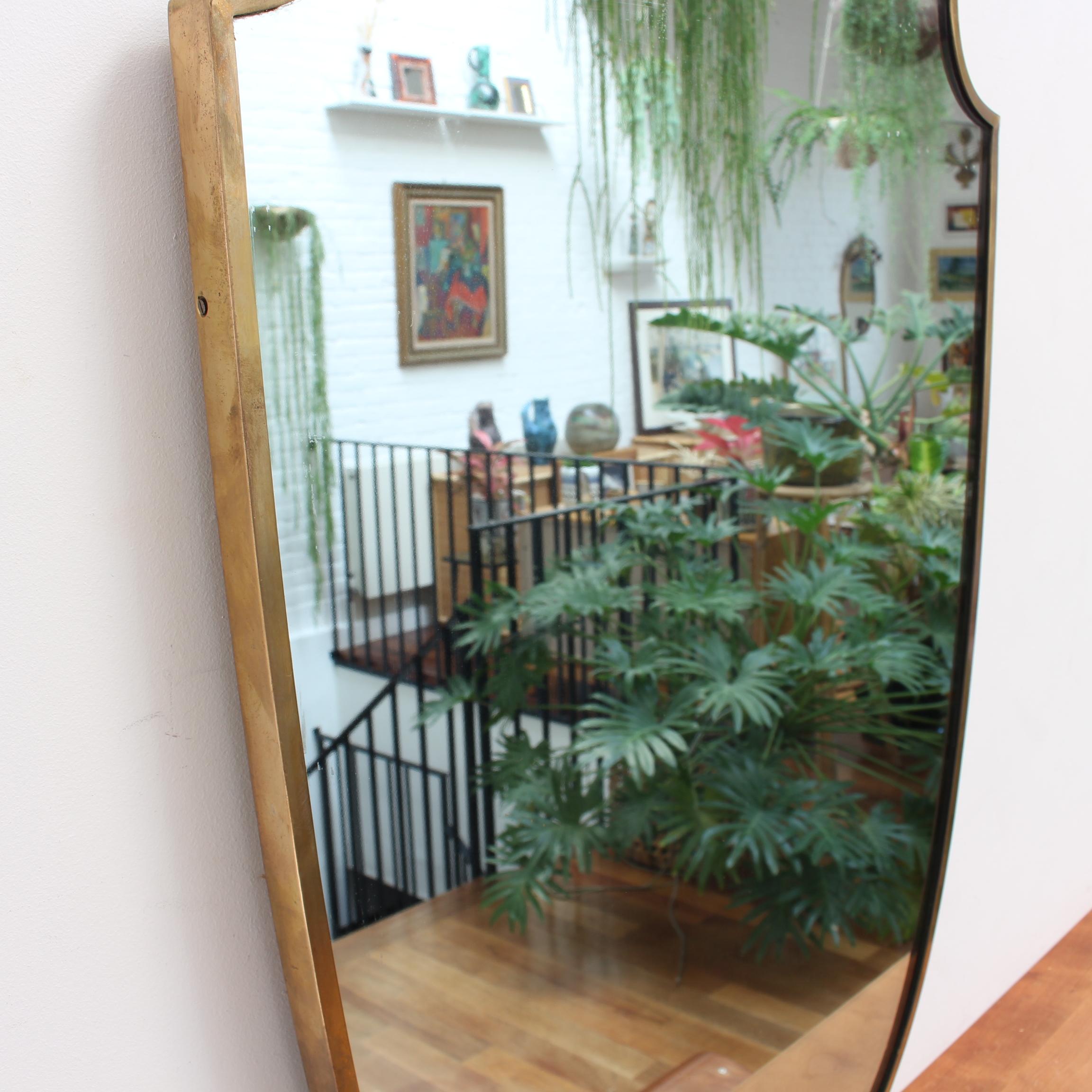 Vintage Italian Wall Mirror with Brass Frame, 'circa 1950s' In Fair Condition In London, GB