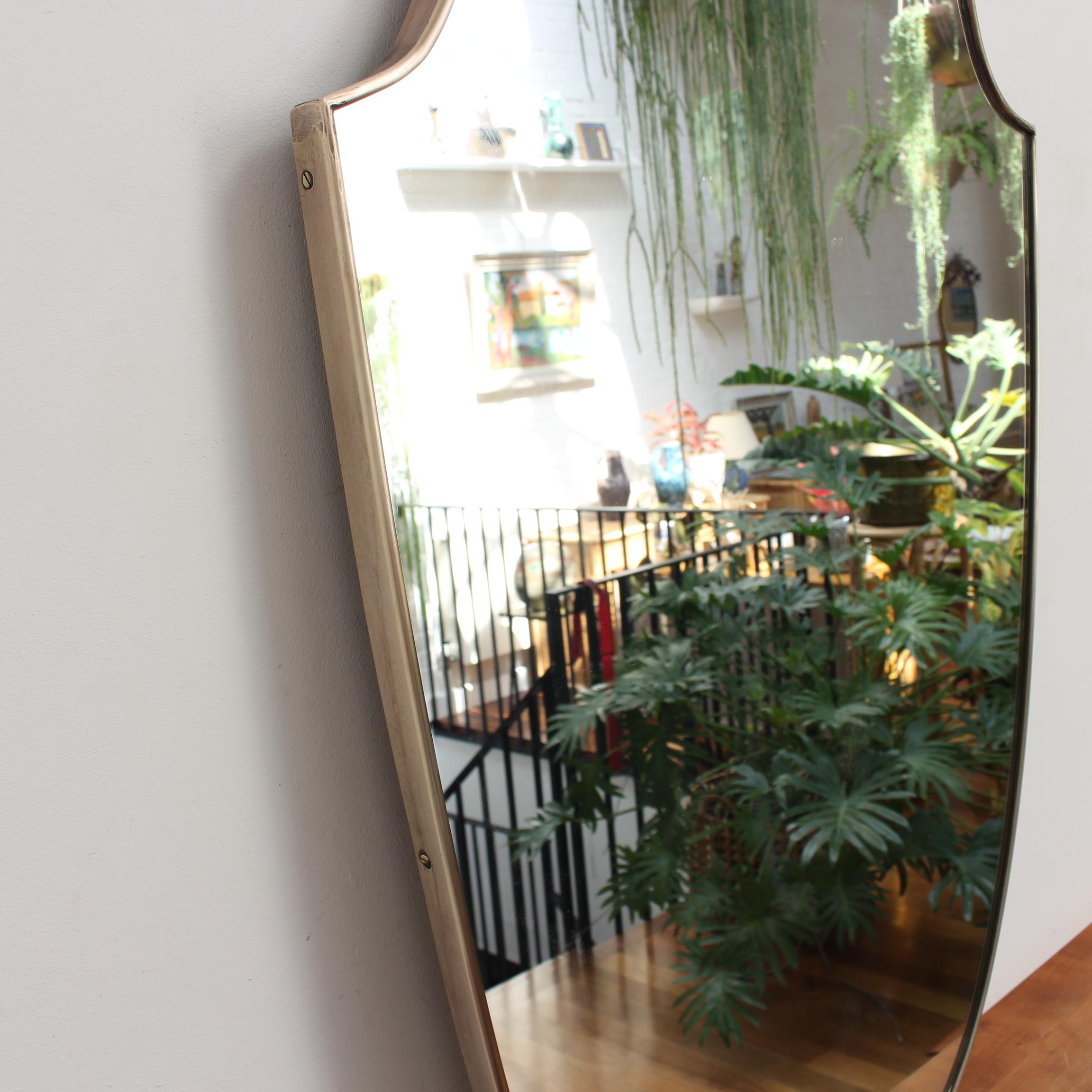 Mid-20th Century Vintage Italian Wall Mirror with Brass Frame, 'circa 1950s'