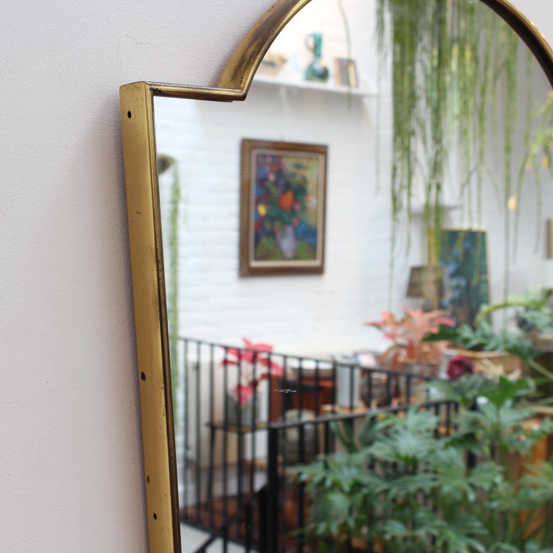 Mid-20th Century Vintage Italian Wall Mirror with Brass Frame (circa 1950s) For Sale