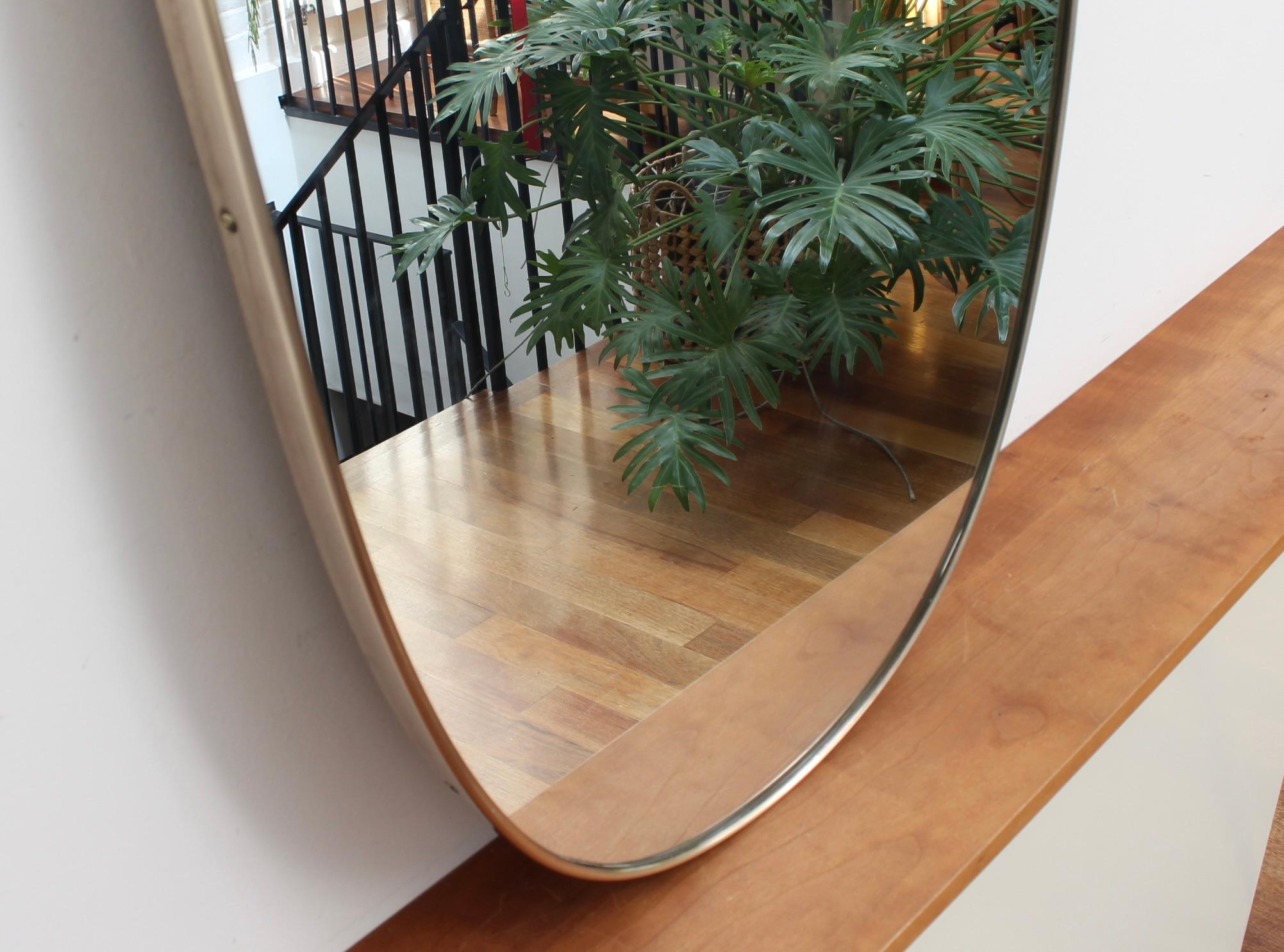 Vintage Italian Wall Mirror with Brass Frame, 'circa 1950s' 1