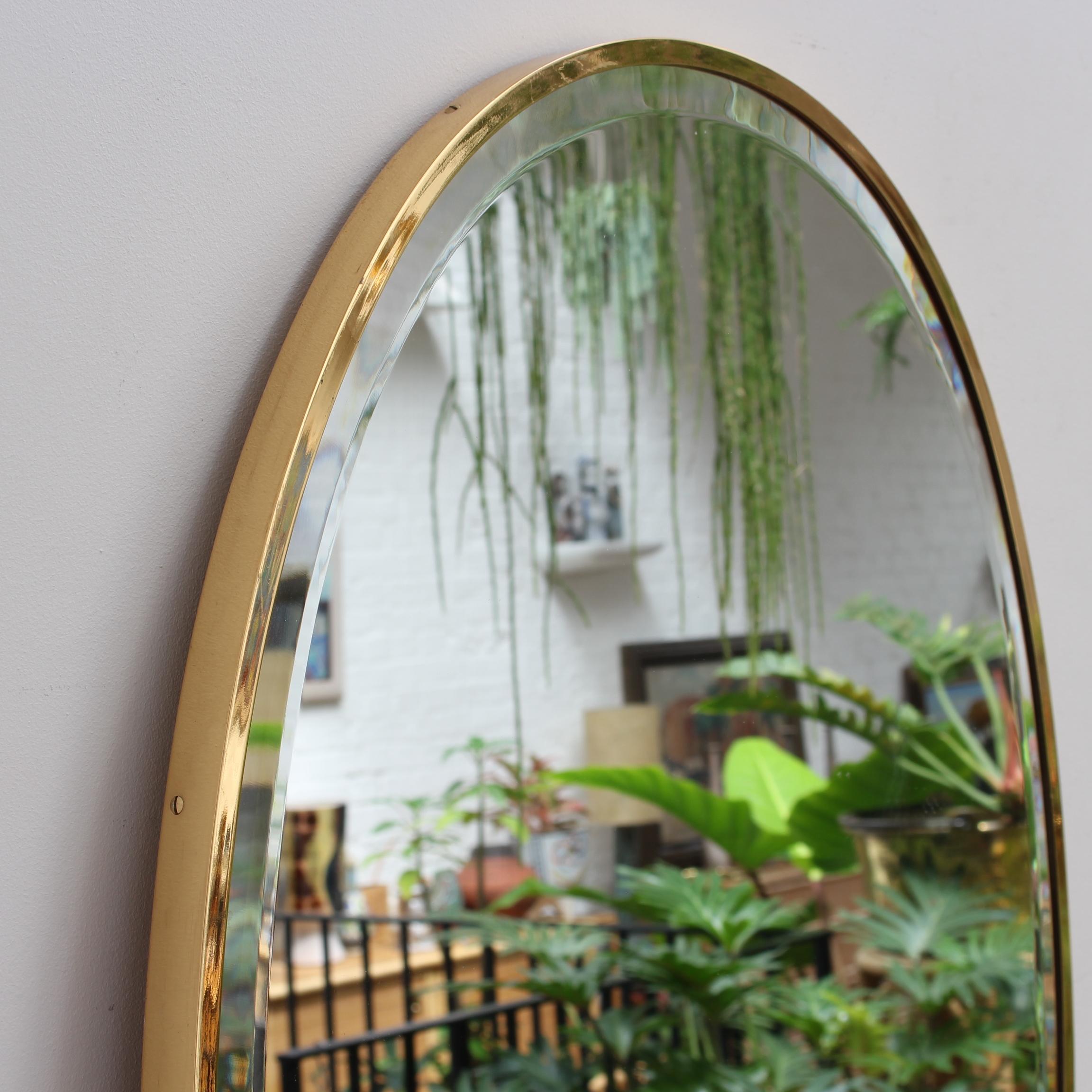 Vintage Italian Wall Mirror with Brass Frame, circa 1950s 2