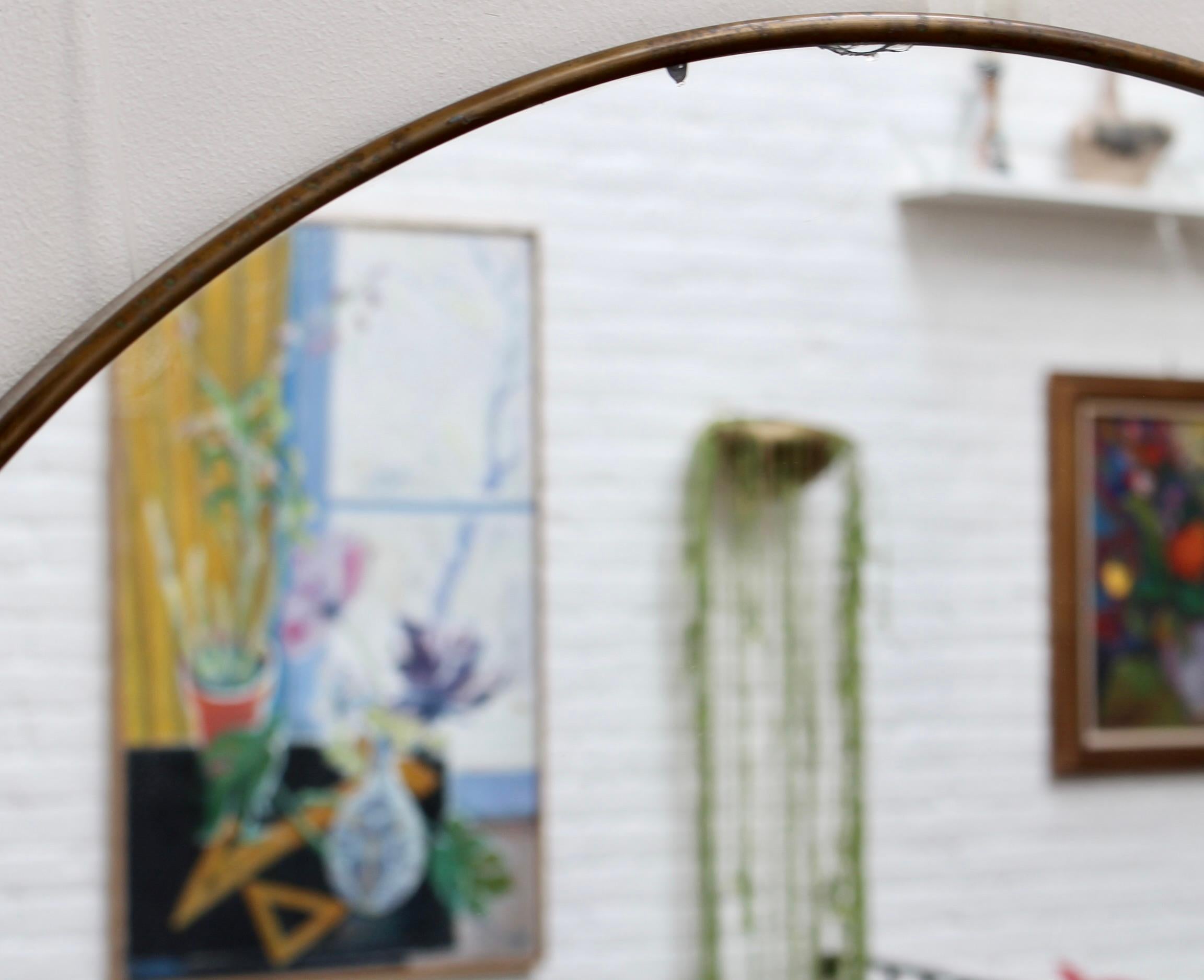 Vintage Italian Wall Mirror with Brass Frame (circa 1950s) For Sale 2