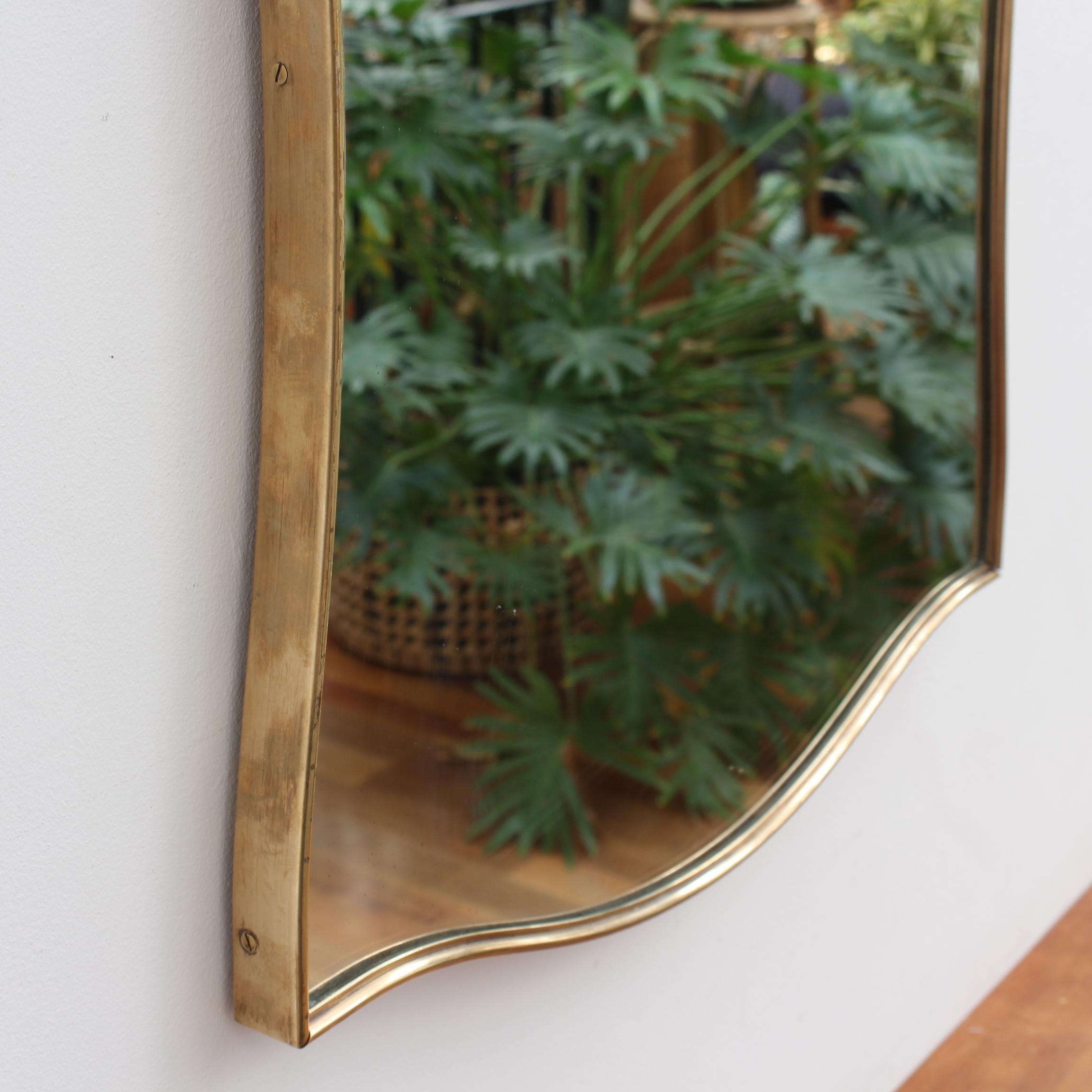 Vintage Italian Wall Mirror with Brass Frame 'circa 1950s' 3