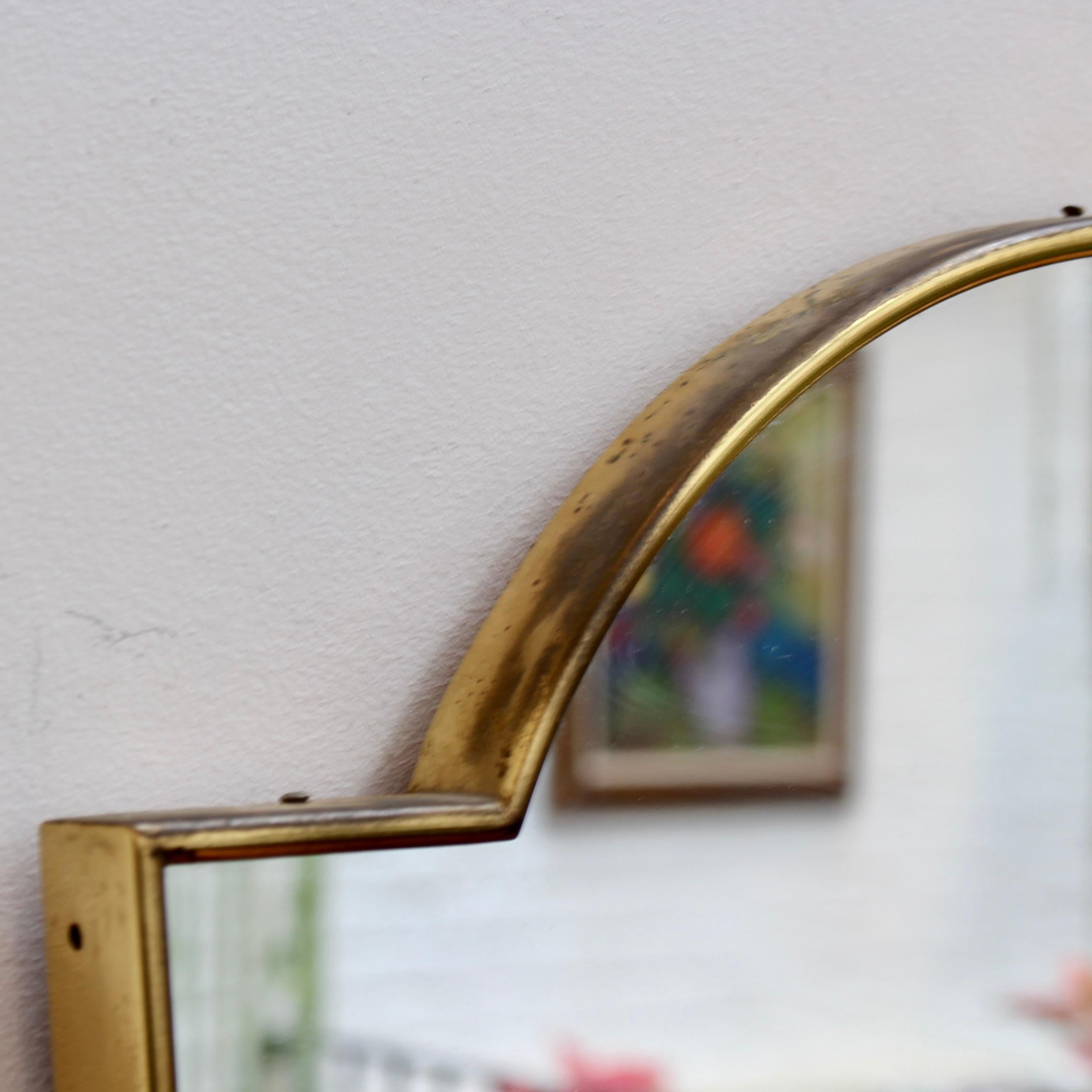 Vintage Italian Wall Mirror with Brass Frame (circa 1950s) For Sale 3