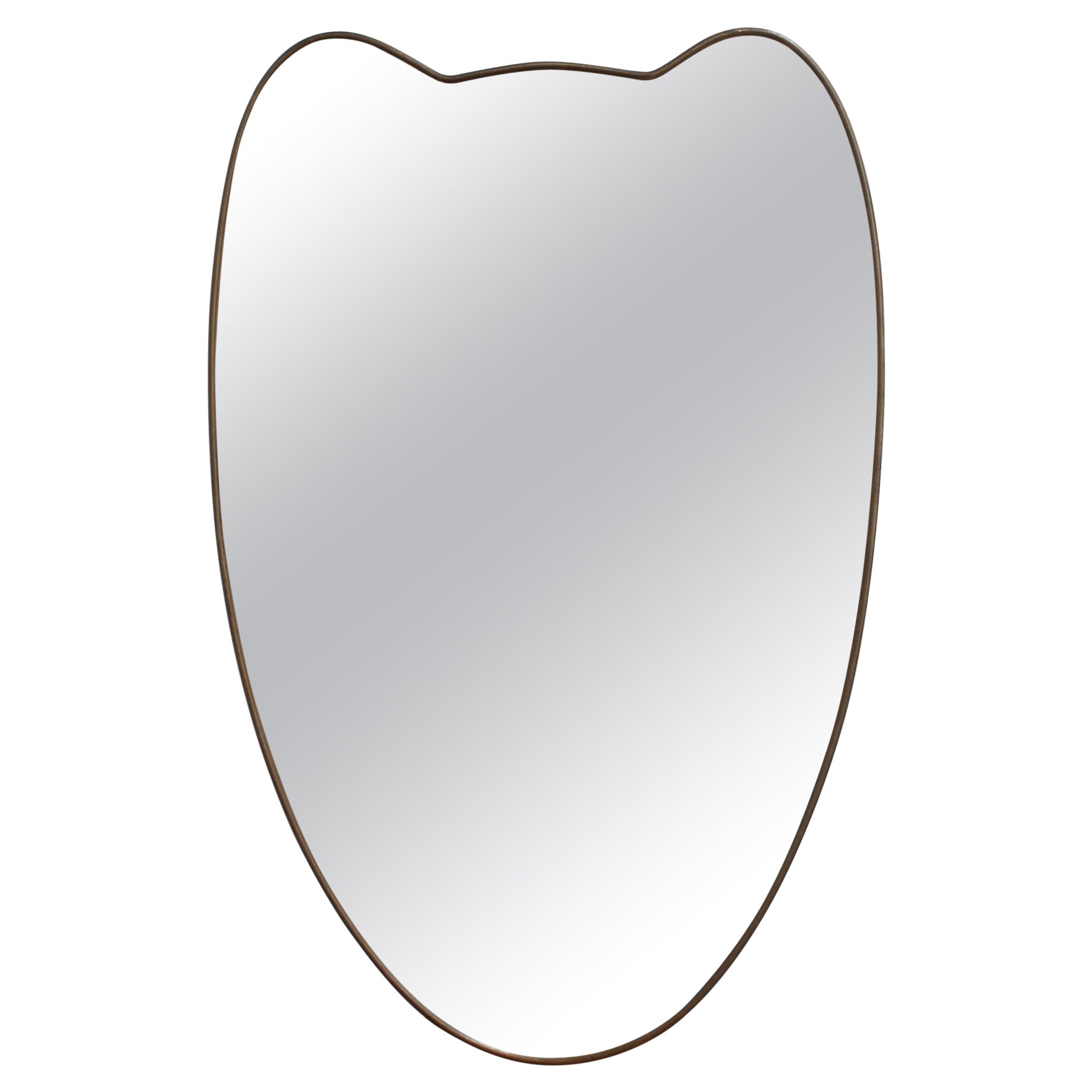 Specchio da parete italiano vintage con cornice in ottone (anni '50 circa)