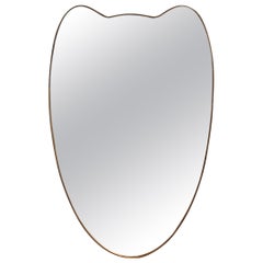 Vintage Italian Wall Mirror with Brass Frame (circa 1950s)