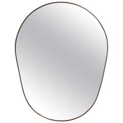 Vintage Italian Wall Mirror with Brass Frame (circa 1950s)