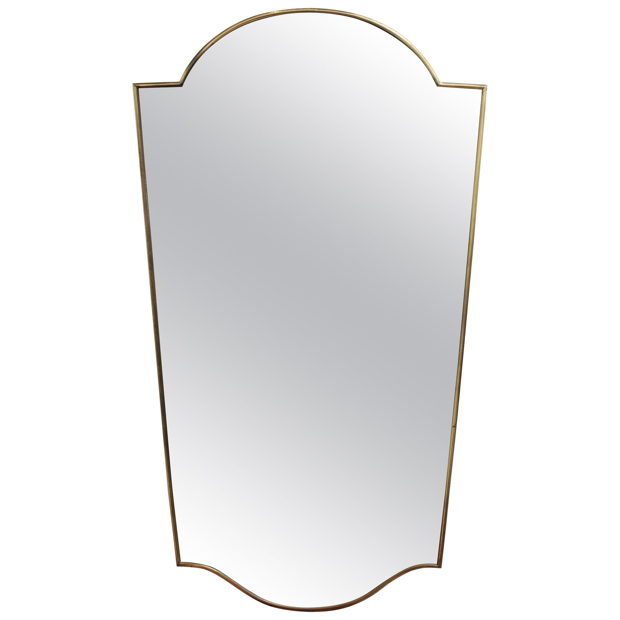 Specchio da parete italiano vintage con cornice in ottone (anni '50 circa)