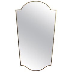 Specchio da parete italiano vintage con cornice in ottone (anni '50 circa)