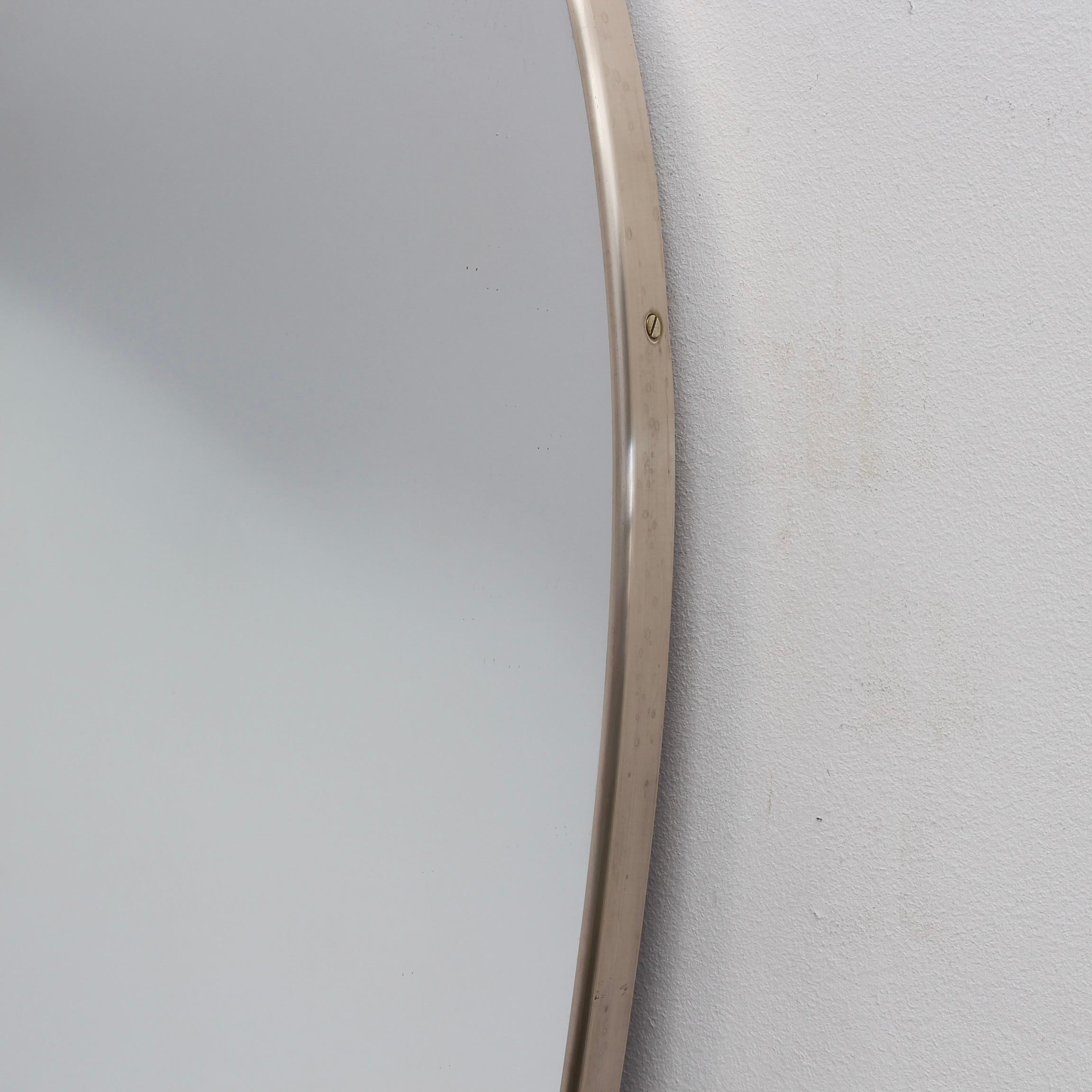 Vintage Italian Wall Mirror with Brass Frame 'circa 1950s', Large For Sale 5
