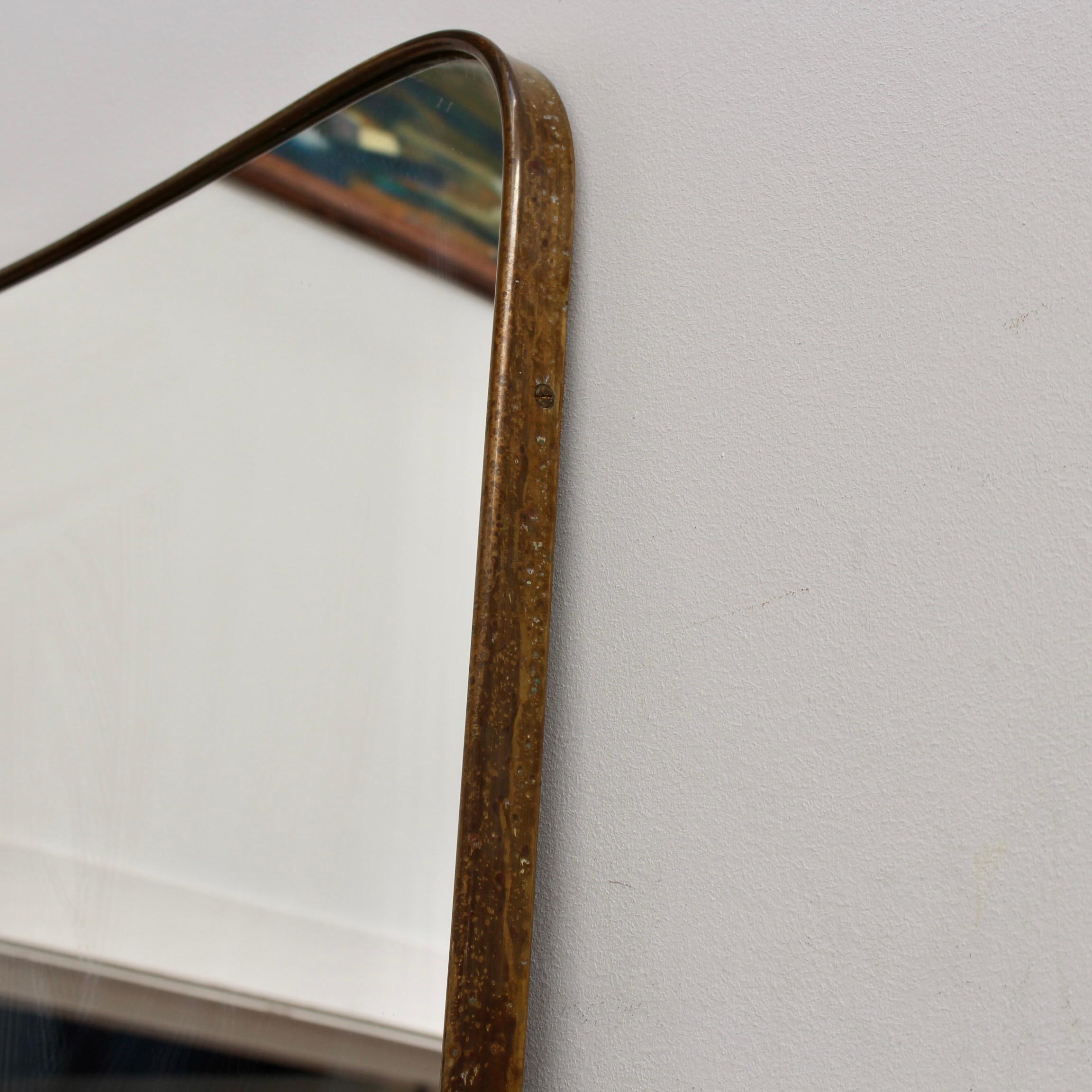Vintage Italian Wall Mirror with Brass Frame (circa 1950s) - Large For Sale 8