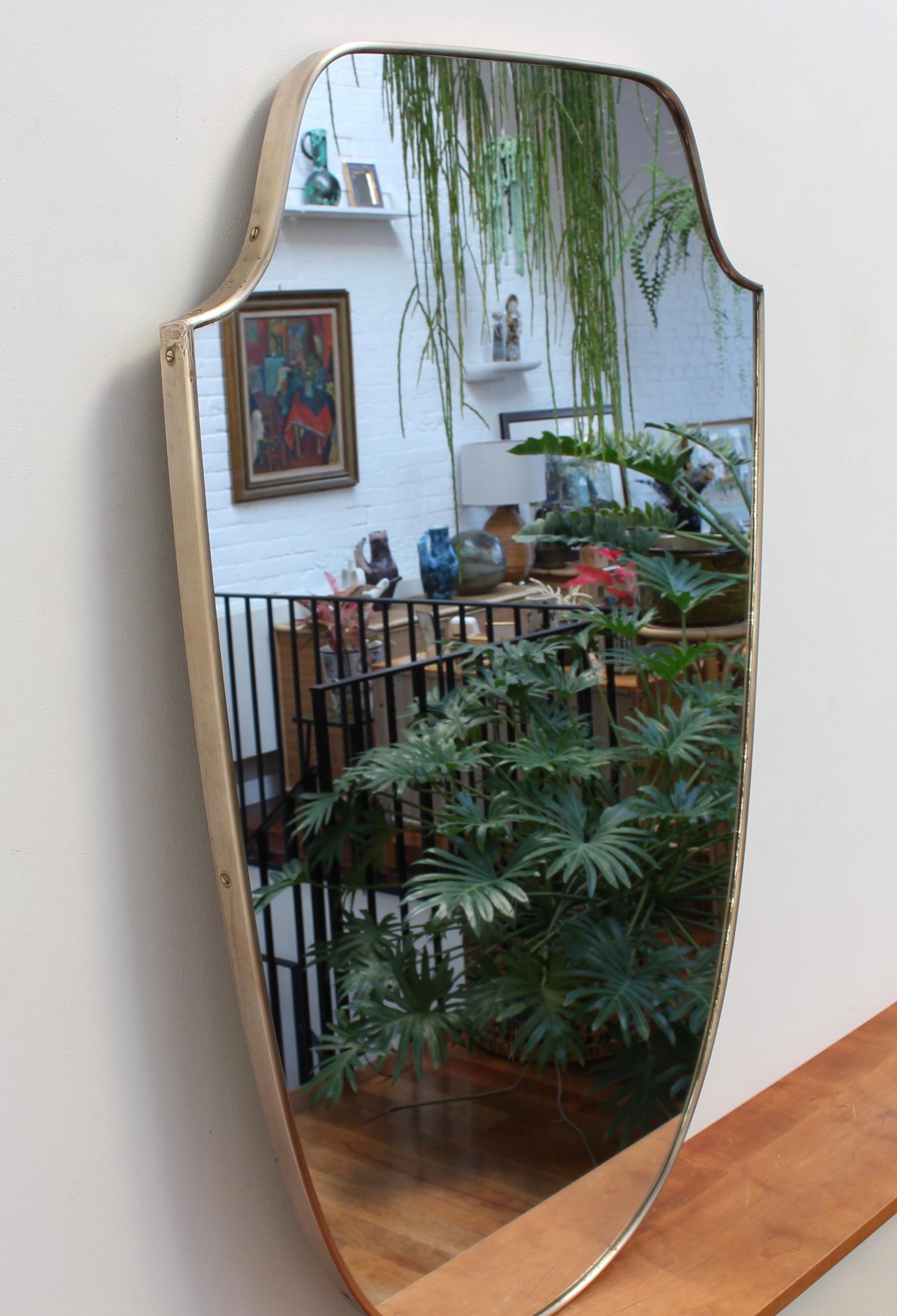 Mid-Century Modern Vintage Italian Wall Mirror with Brass Frame (circa 1950s) - Large