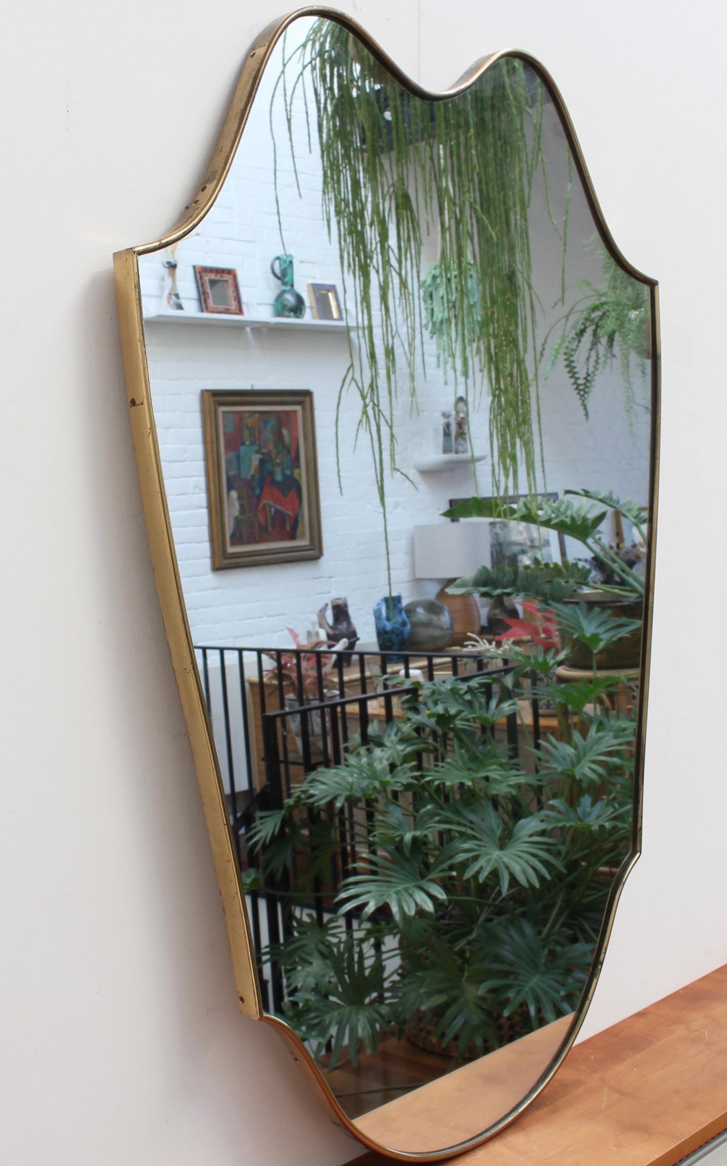 Vintage Italian Wall Mirror with Brass Frame, 'circa 1950s' Large In Fair Condition In London, GB