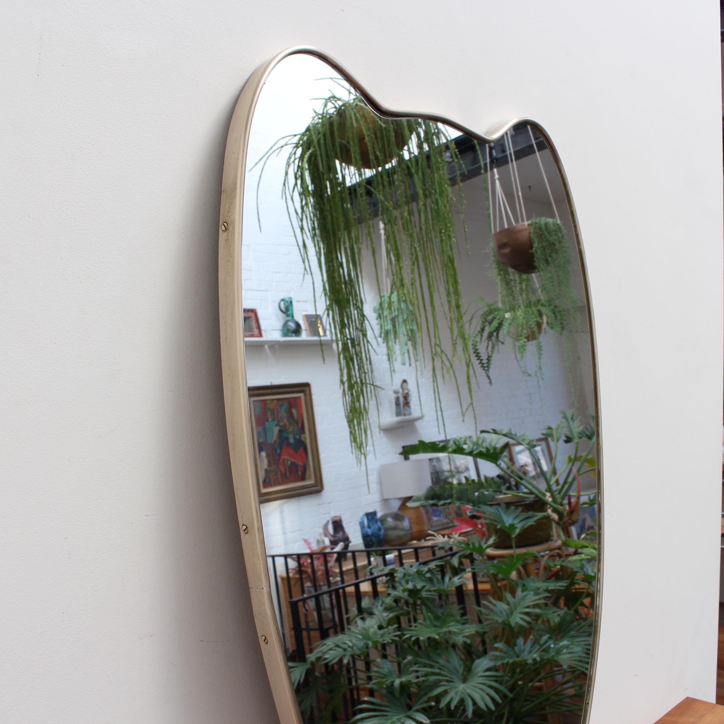 Vintage Italian Wall Mirror with Brass Frame 'circa 1950s', Large In Good Condition For Sale In London, GB